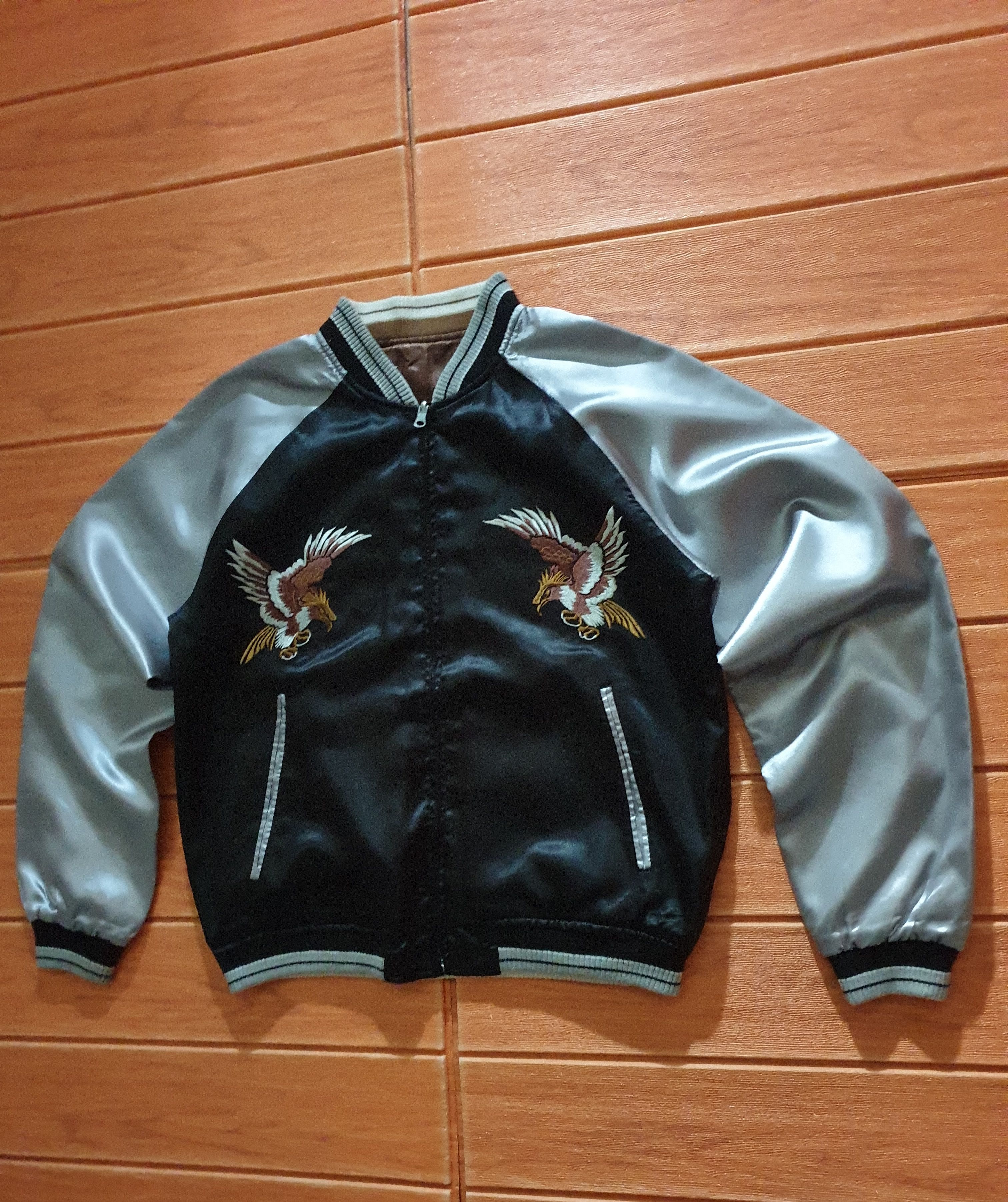 Japanese Brand 💥Skull n bird Embroidery reversible Yakuza Sukajan Jacket Size US M / EU 48-50 / 2 - 6 Thumbnail