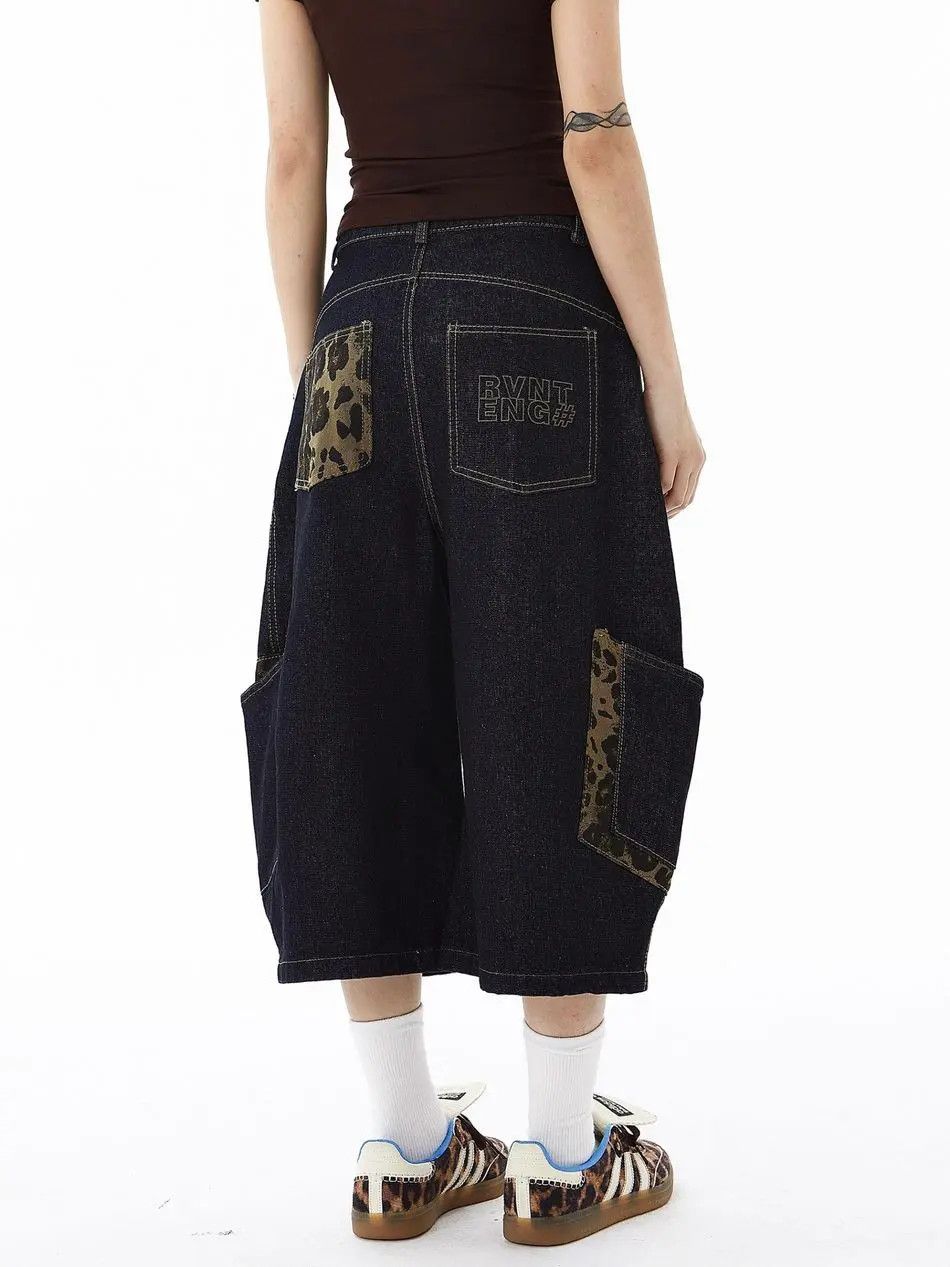 Japanese Brand Retro leopard print patchwork short jeans Size US 32 / EU 48 - 2 Thumbnail