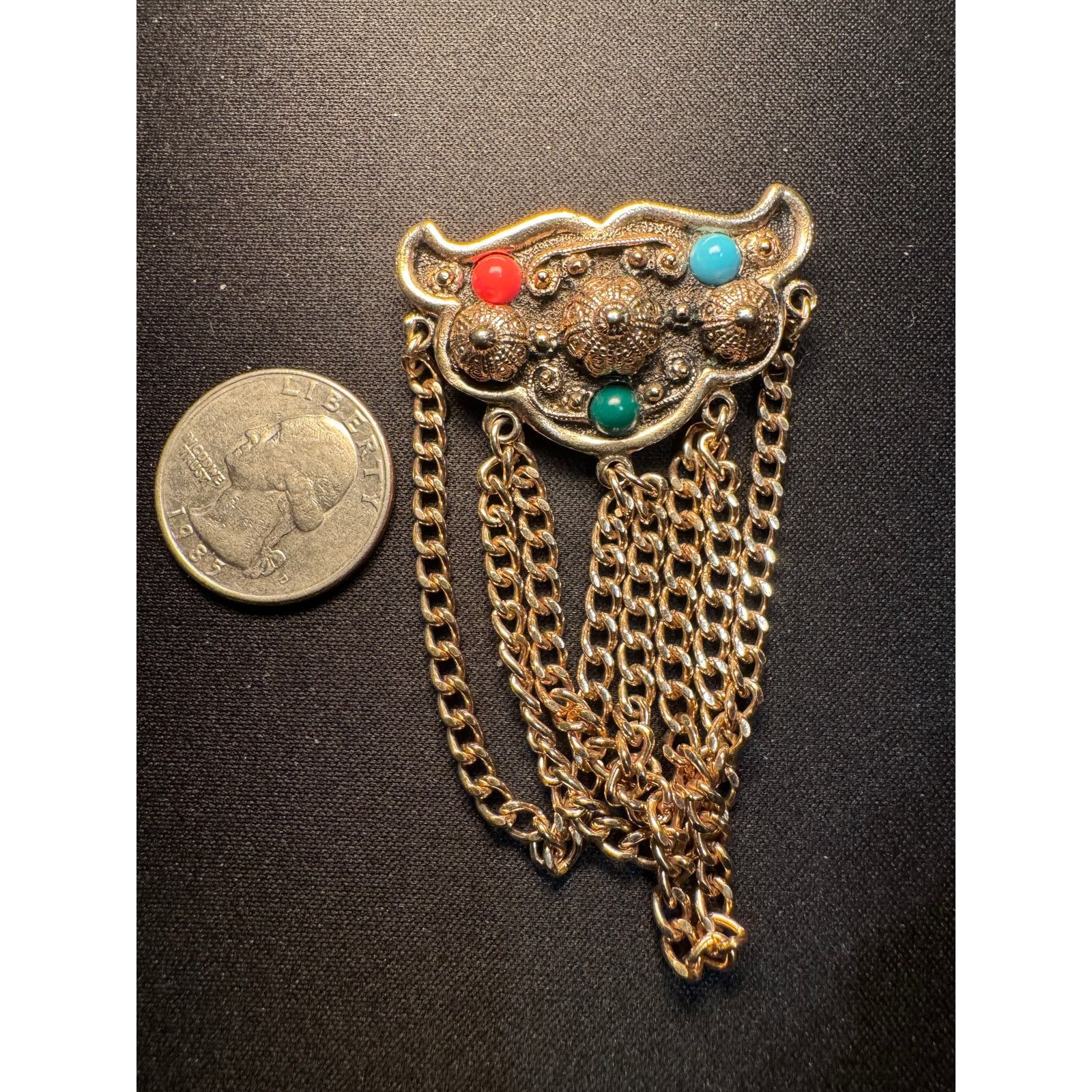Other Emmons 1960's Chateaine Dangling Chains Brooch Size ONE SIZE - 3 Thumbnail