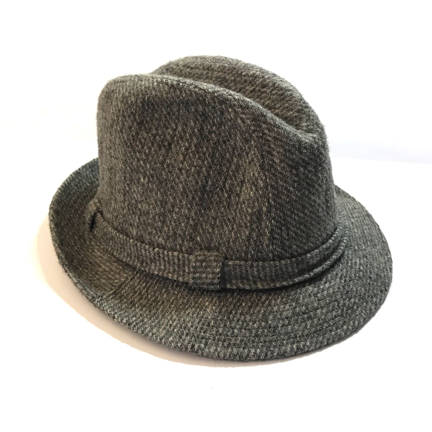 Stetson VINTAGE Stetson Fedora Hat Royal Wool Tweed Grey Size 7 1/8 Mens Classic Derby Crown Feather Formal Size ONE SIZE - 2 Thumbnail