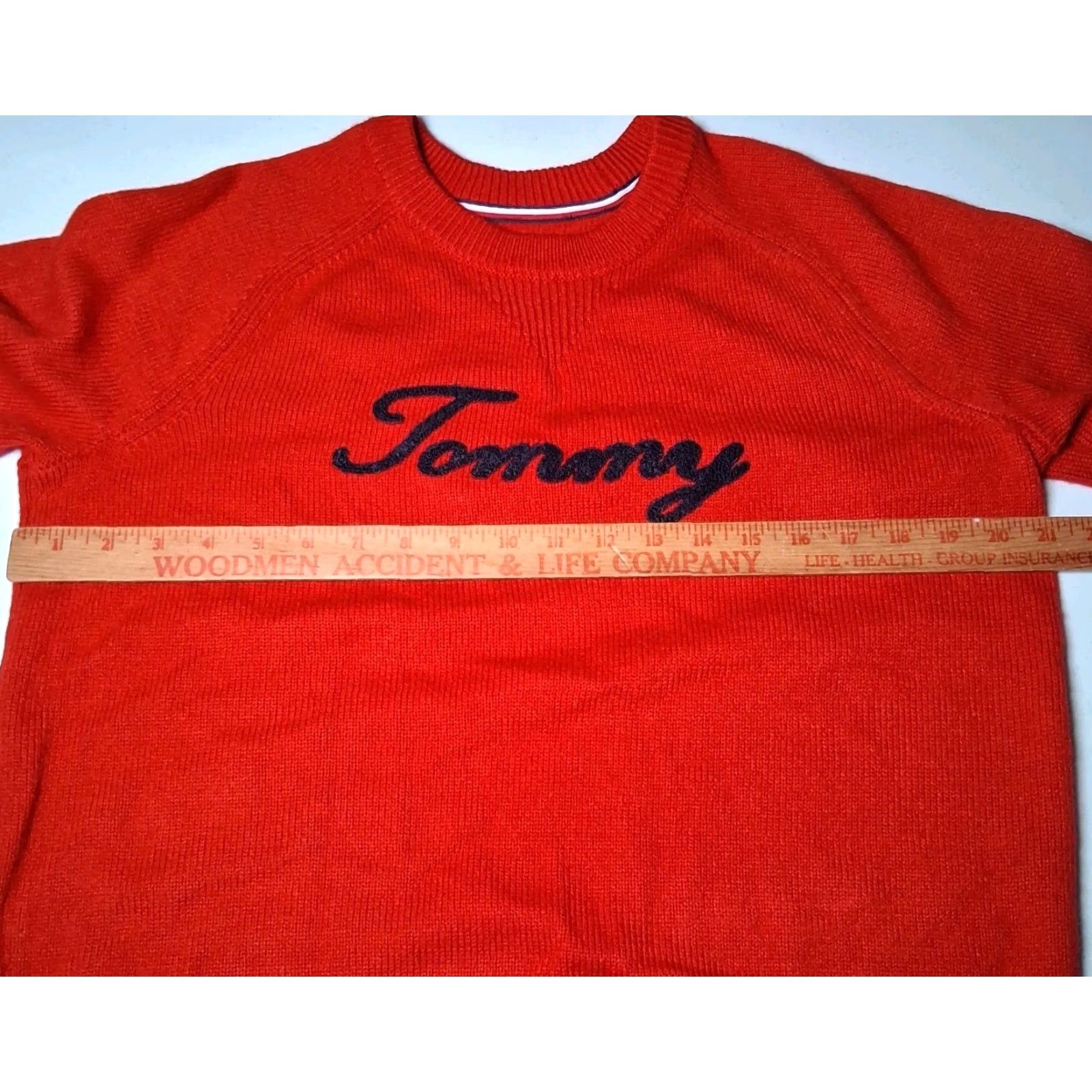 Tommy Hilfiger Tommy Hilfiger Sweater Women M/L Red Crewneck Pullover Varsity Lettering Preppy Casual Knitted Knit Raglan Sleeve Regular Size M/L, China, Vintage? Size M / US 6-8 / IT 42-44 - 3 Thumbnail