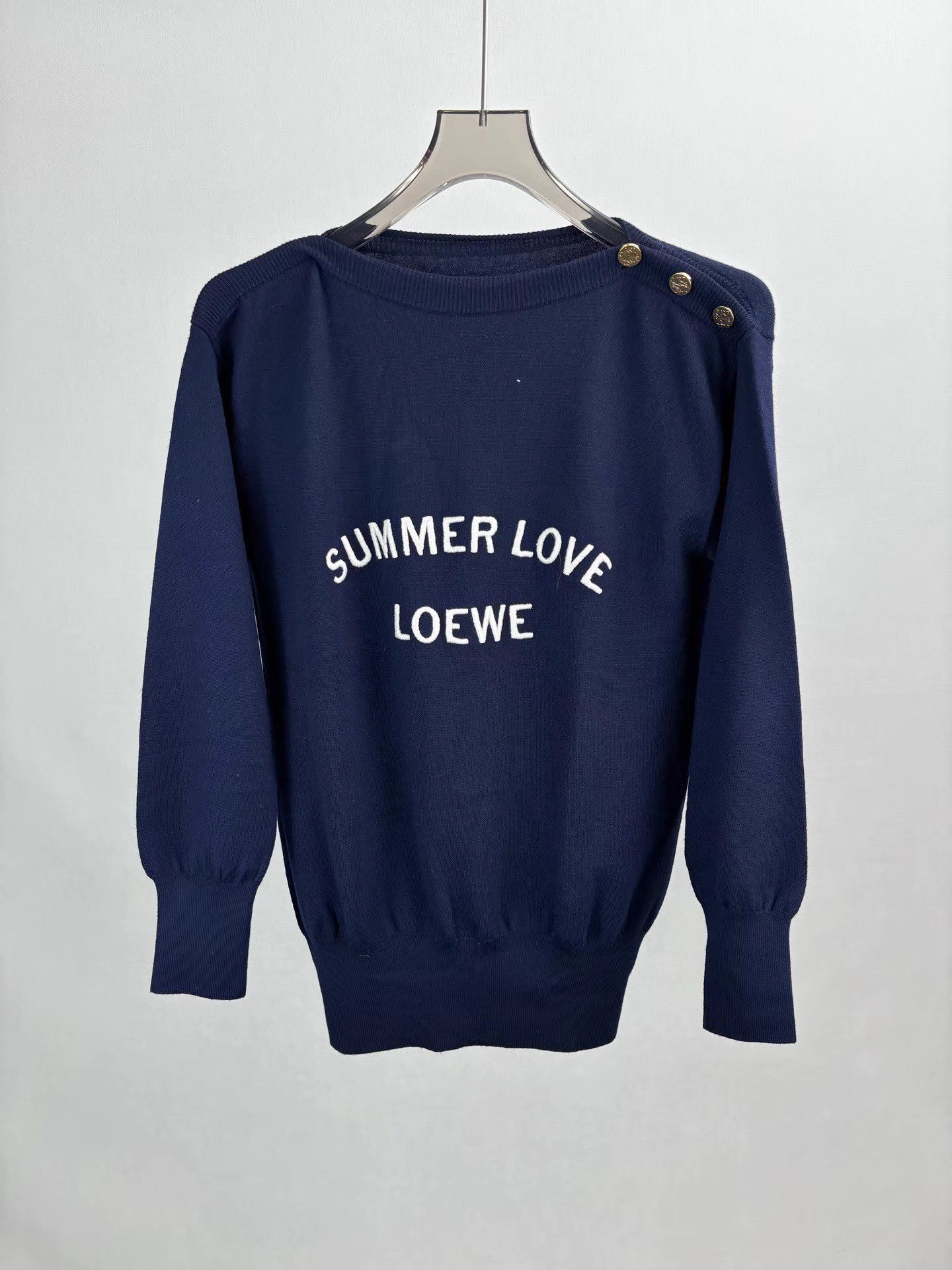 Loewe LOEWE Wool Knit Sweater with Gold Buttons Size US M / EU 48-50 / 2 - 1 Thumbnail