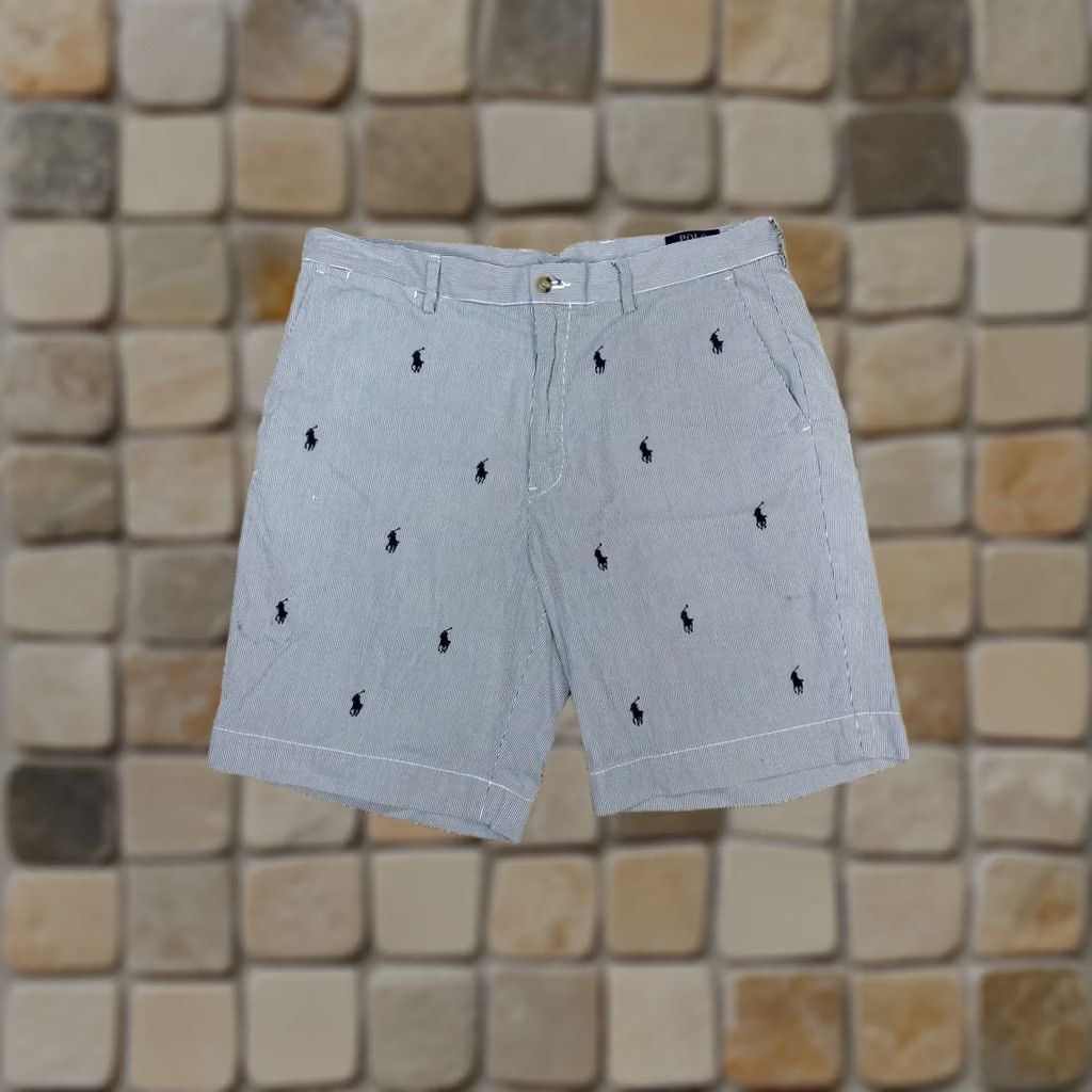 Polo Ralph Lauren Polo Ralph Lauren Chino Shorts Men 34 Gray Striped Fit All Over Pony Logo Cotton Size US S / EU 44-46 / 1 - 1 Thumbnail