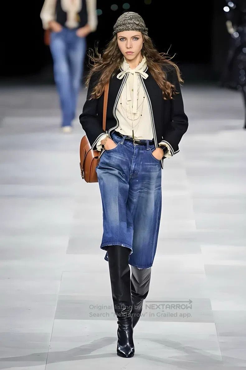 Celine Celine Washed Blue Straight Leg Wide Leg Flare 5-inch Jean Size US 26 / EU 42 - 7 Thumbnail