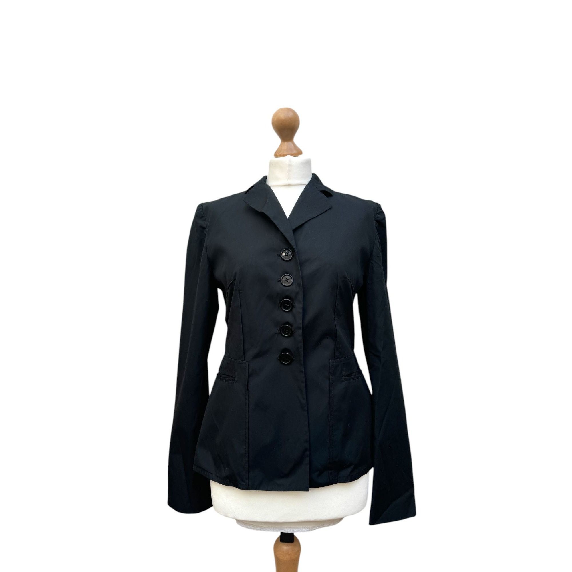 Miu Miu 1990s Black Cotton Blazer Size M / US 6-8 / IT 42-44 - 1 Thumbnail