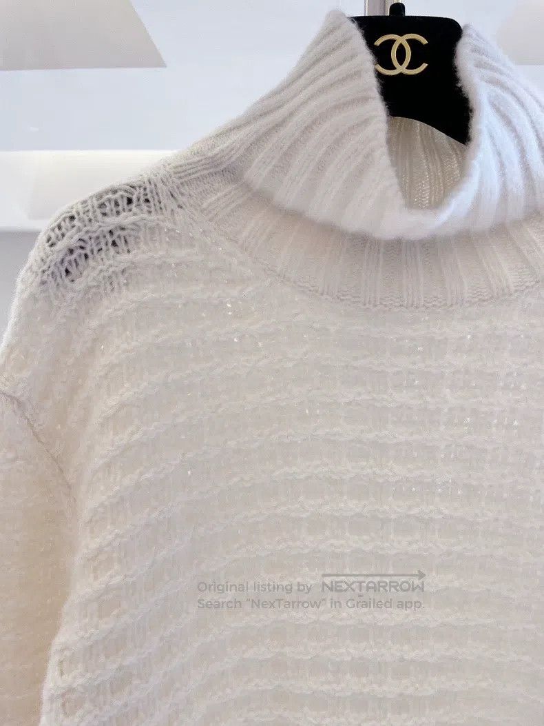 Loro Piana Loro Piana Ivory waffle-knit high-neck cashmere sweater Size XS / US 0-2 / IT 36-38 - 3 Thumbnail