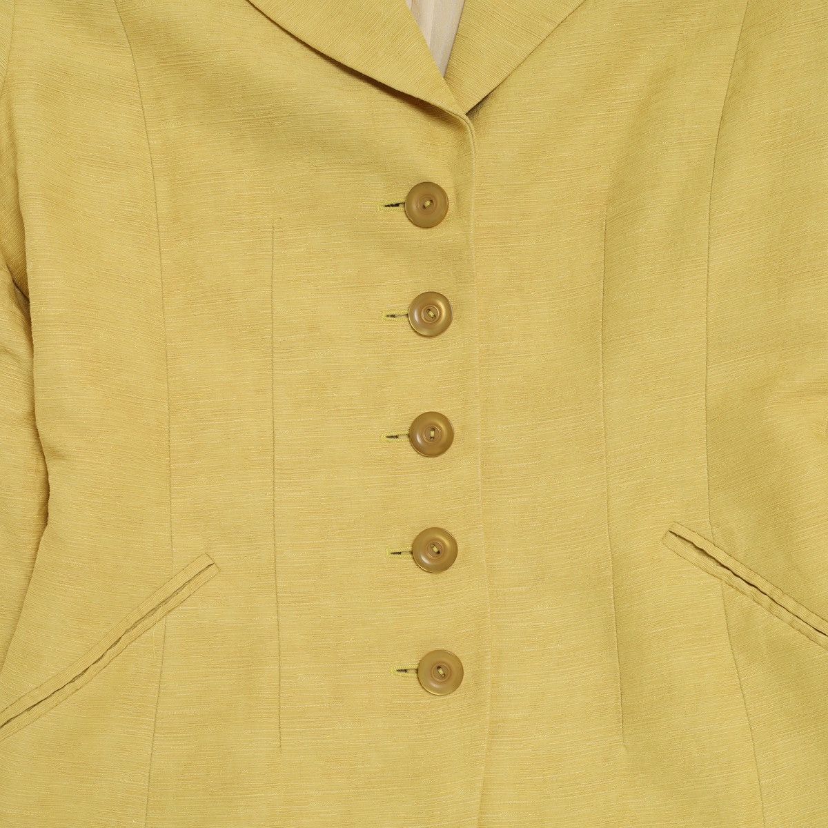 Kenzo Paris Vintage Yellow Blazer Jacket Linen Silk Viscose
