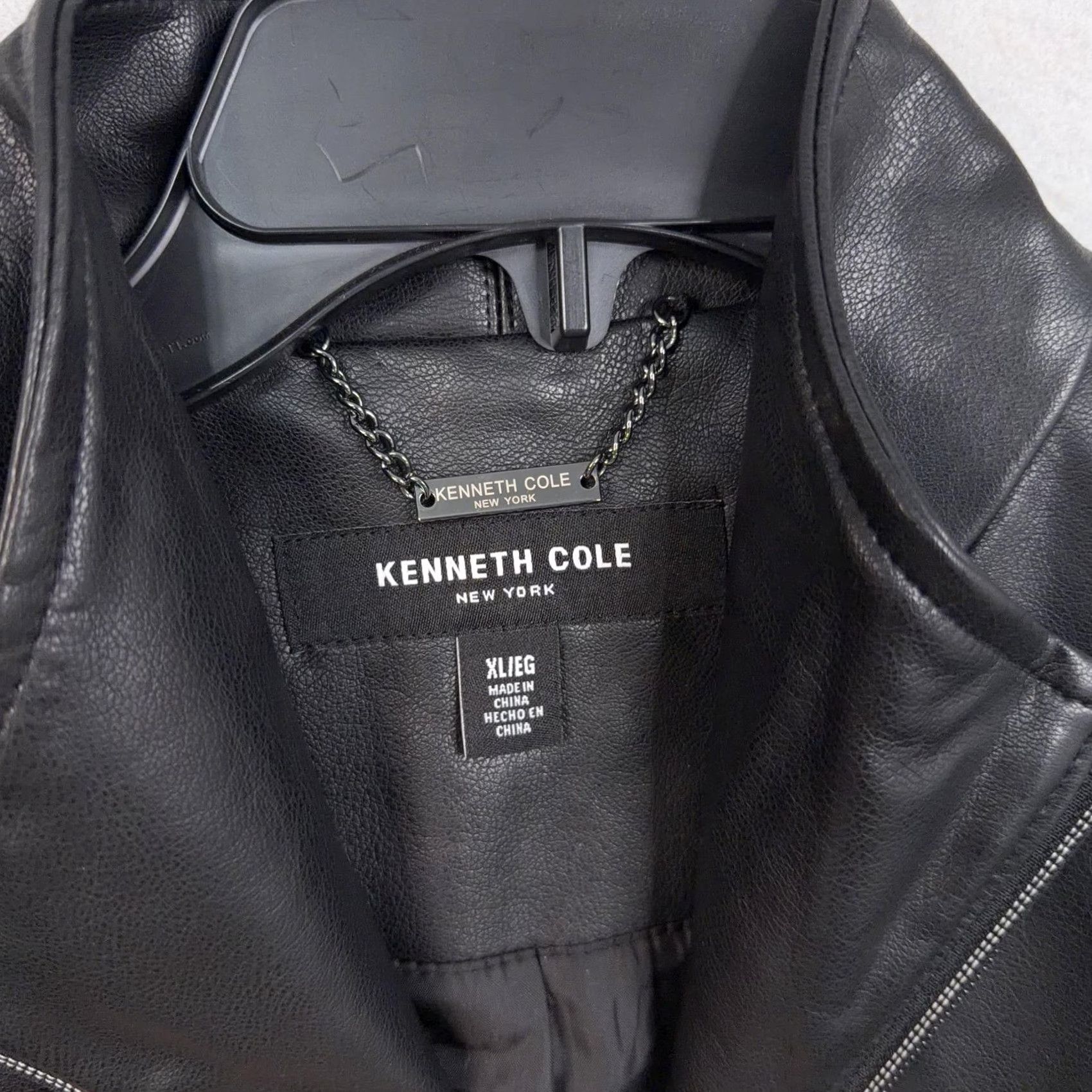 Kenneth Cole Kenneth Cole Jacket Womens XL Black Faux Leather Full Zip Mid Length Classic Size XL / US 12-14 / IT 48-50 - 2 Thumbnail