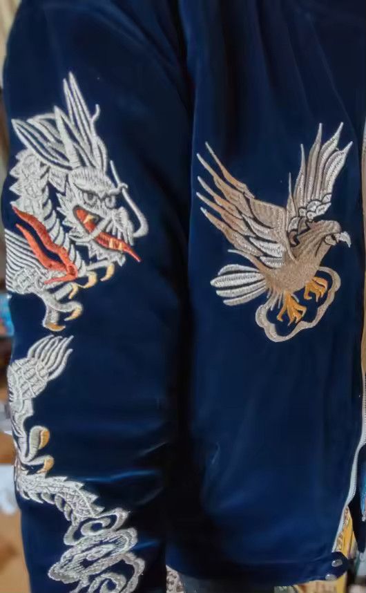 Japanese Brand Japan Style Jacket Gothic Dragon Pattern Bomber Jackets Size US M / EU 48-50 / 2 - 8 Thumbnail