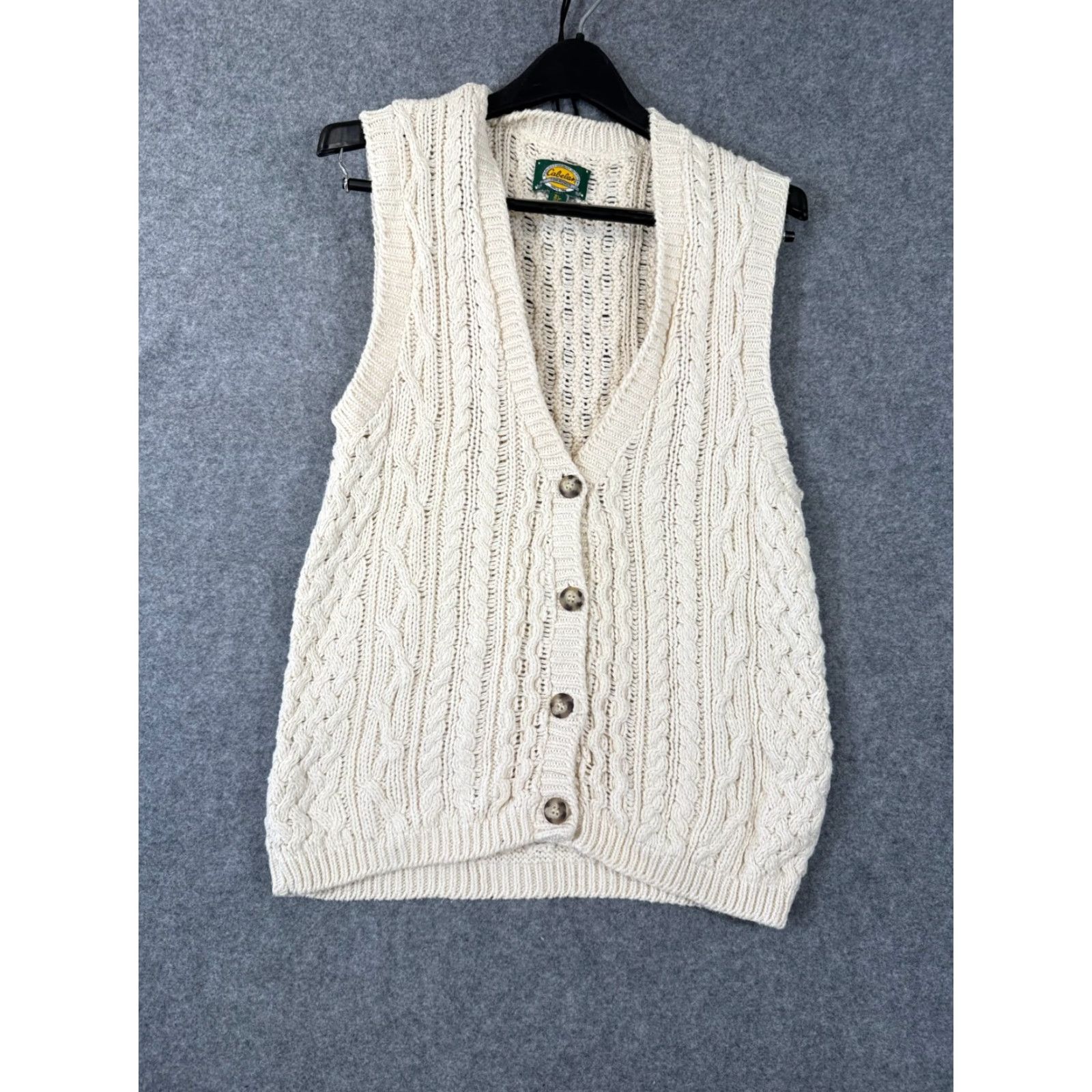 Vintage VINTAGE Cabela’s Sweater Vest Womens M Ivory Button Front V-Neck Cable Knit Sleeveless Holiday Mens Womens Size M / US 6-8 / IT 42-44 - 3 Thumbnail