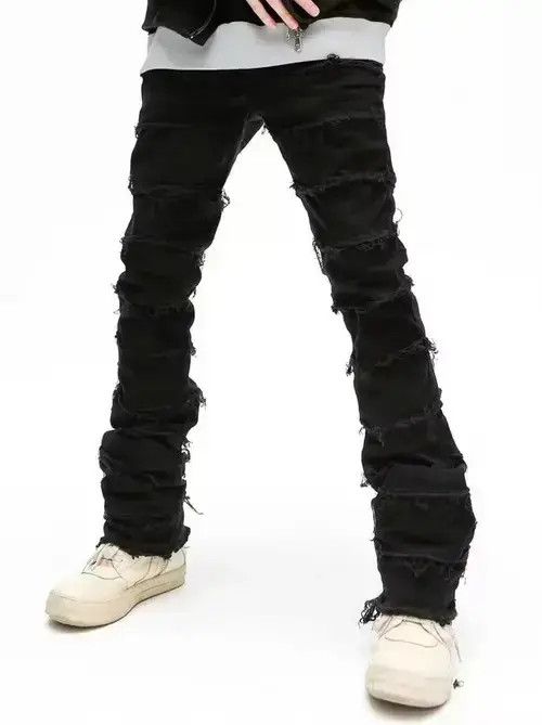 Japanese Brand Mens High Street Retro Ripped Pants Oversize Denim Trousers Size US 33 - 1 Thumbnail