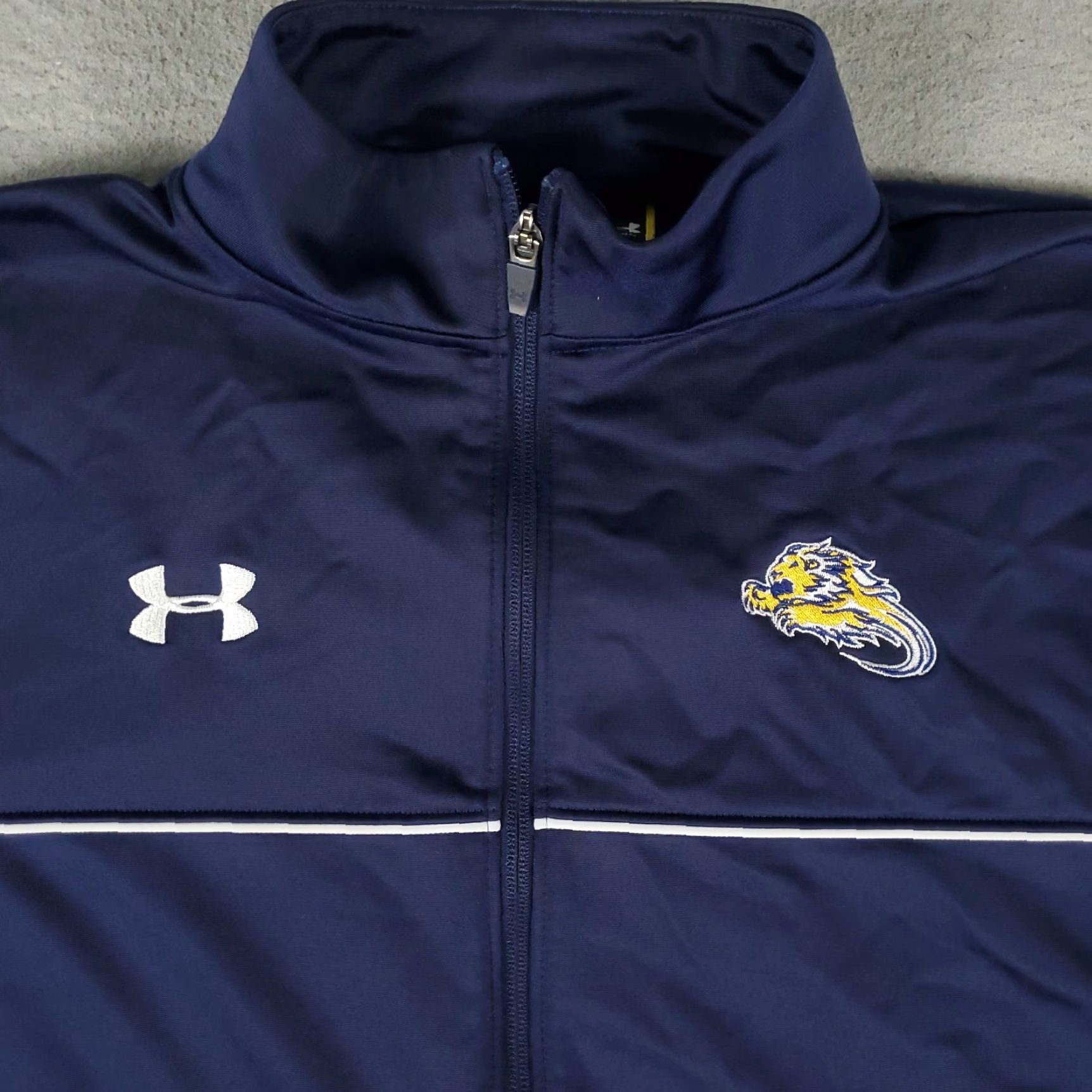Under Armour Under Armour Jacket Mens XL Blue Full Zip Track Jacket Sports Football Baseball Running & Jogging Walking 100% Polyester Size US XL / EU 56 / 4 - 2 Thumbnail