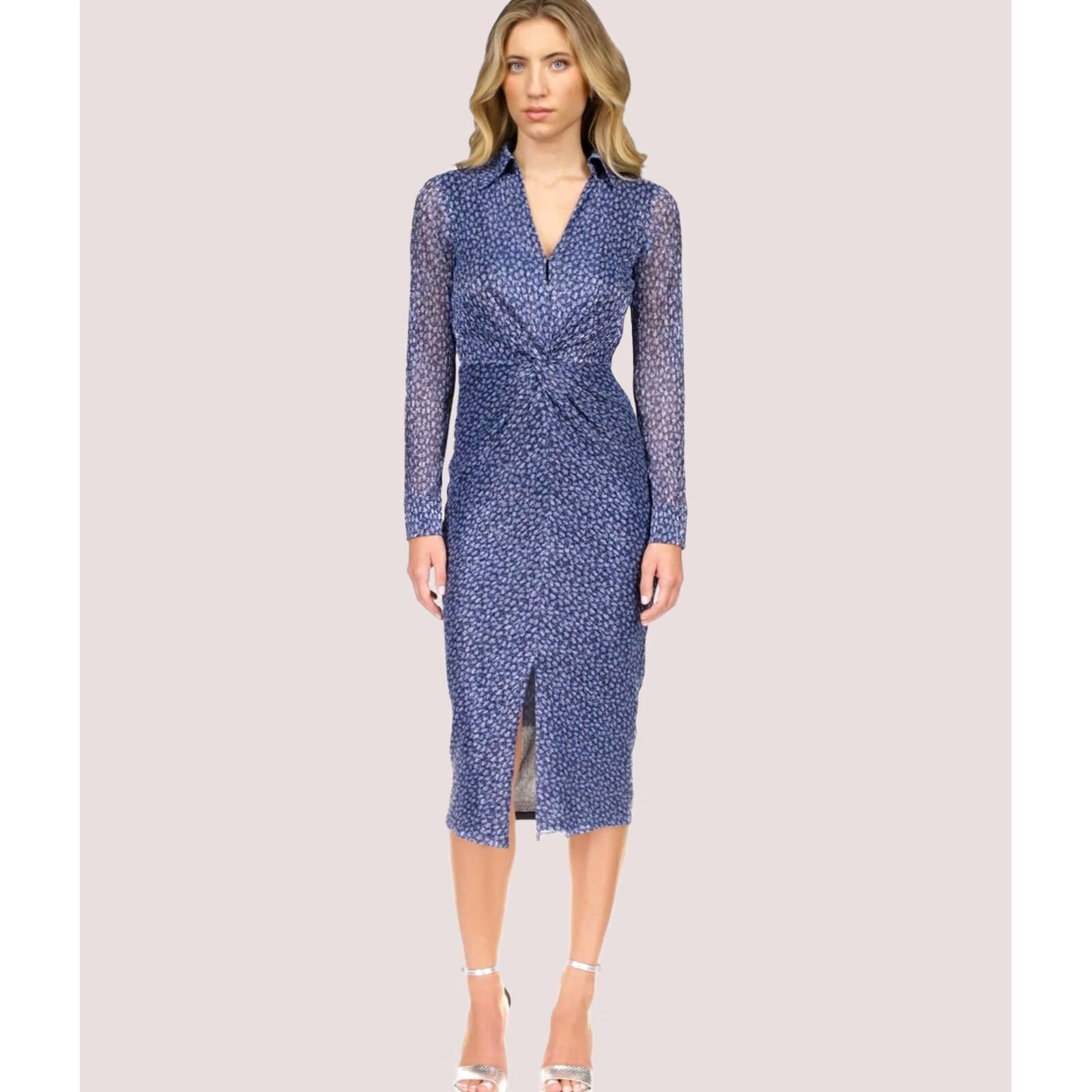 Michael Kors Michael Kors Womens Midi Dress L blue Size L / US 10 / IT 46 - 1 Thumbnail