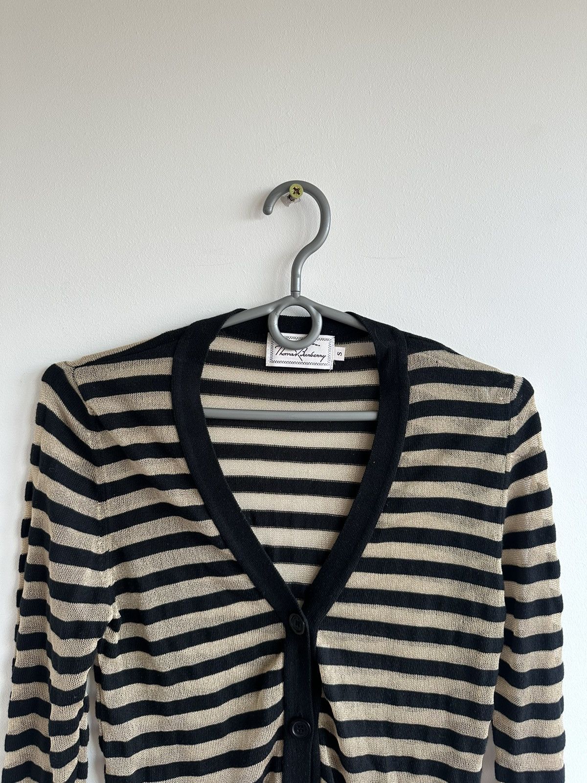 Burberry 90s Thomas Burberry Striped Black/Gold Knit Cardigan Size S Size US S / EU 44-46 / 1 - 6 Thumbnail