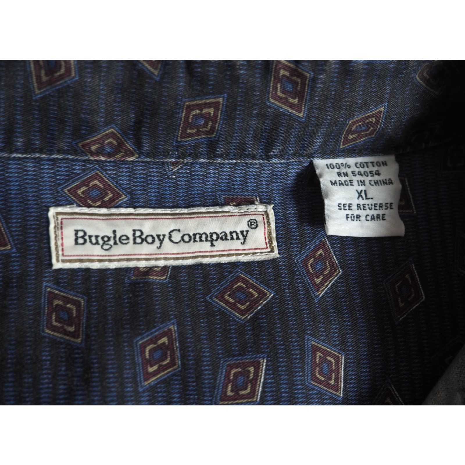 Bugle Boy VINTAGE Bugle Boy Shirt Mens XL Button-Front Long Sleeve Striped Geometric Pocketed Blue 90s Baggy 1990s Size US XL / EU 56 / 4 - 4 Thumbnail
