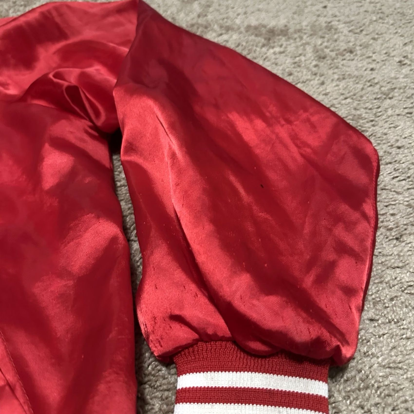 Vintage VINTAGE Jacket Mens Large Satin Red White Union Varsity 70s Made in Usa Size US L / EU 52-54 / 3 - 3 Thumbnail