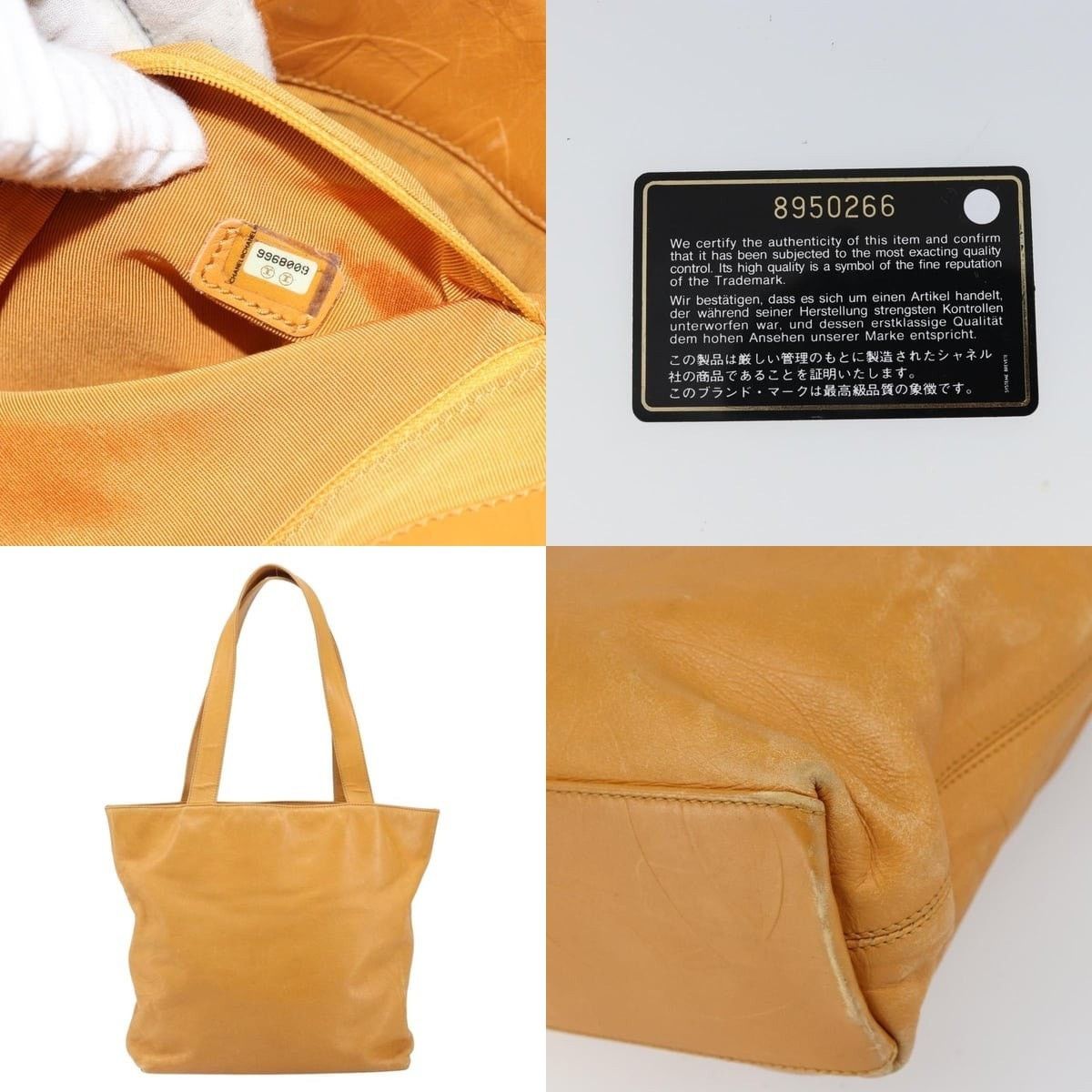 Chanel Chanel Tote Bag Leather Orange Gold CC Size ONE SIZE - 5 Thumbnail