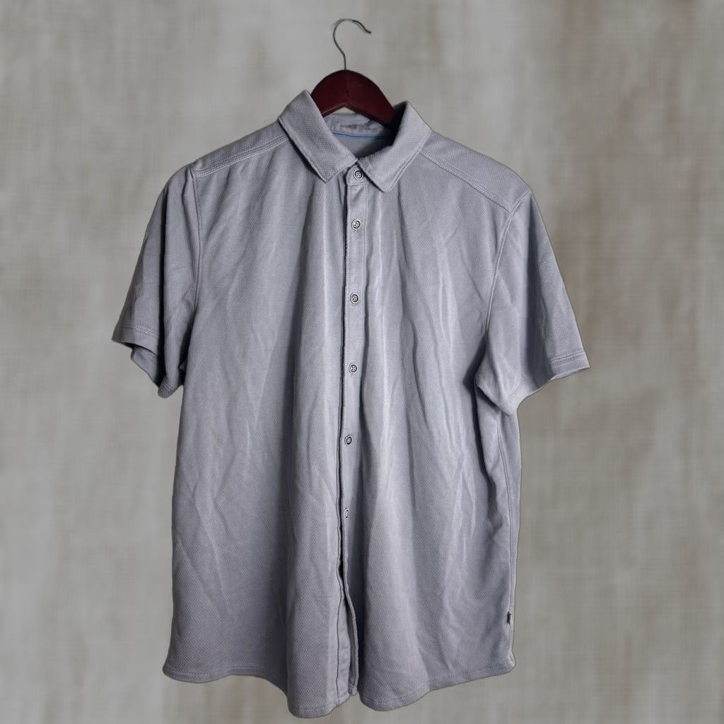 Tommy Bahama Tommy Bahama Mens Medium Gray Short Sleeve Button Up Shirt Gray Tencel Size US M / EU 48-50 / 2 - 1 Thumbnail