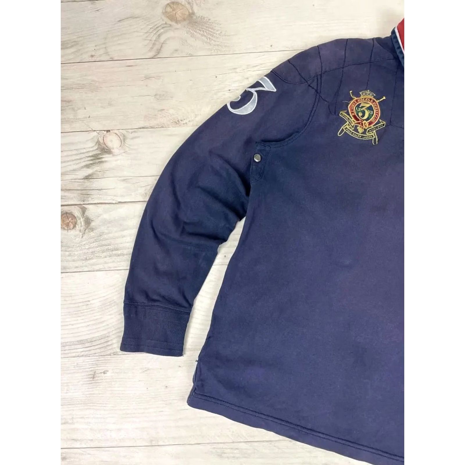 Polo Ralph Lauren VINTAGE Polo Ralph Lauren Polo Big Pony Rugby Shirt L Men Blue Regular Knit Cotton Long Sleeve with Logo Size US L / EU 52-54 / 3 - 4 Thumbnail