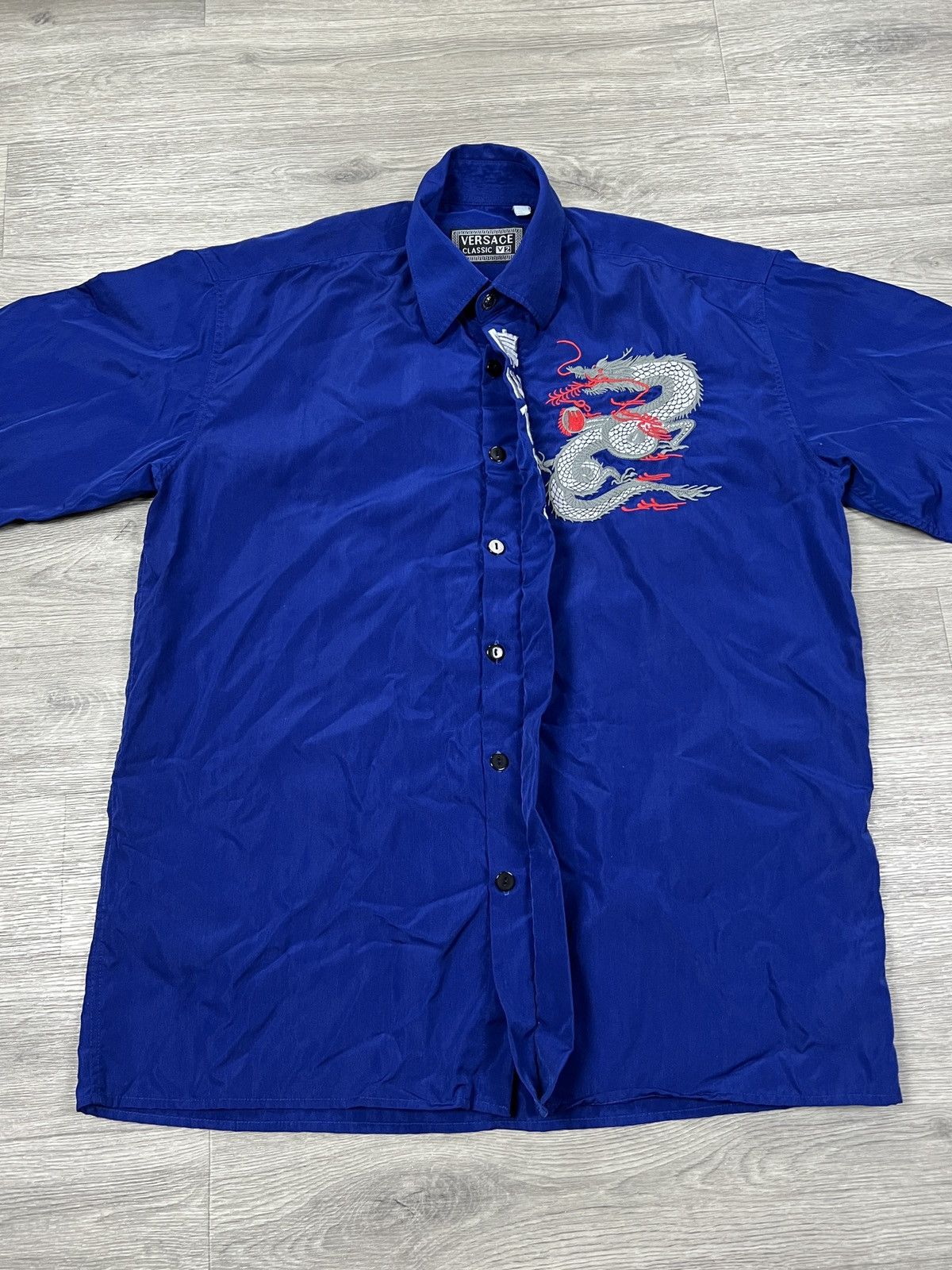 Other Vintage Blue Dragon Shirt Versace V2 Button Up Retro 90s Size US XL / EU 56 / 4 - 4 Thumbnail