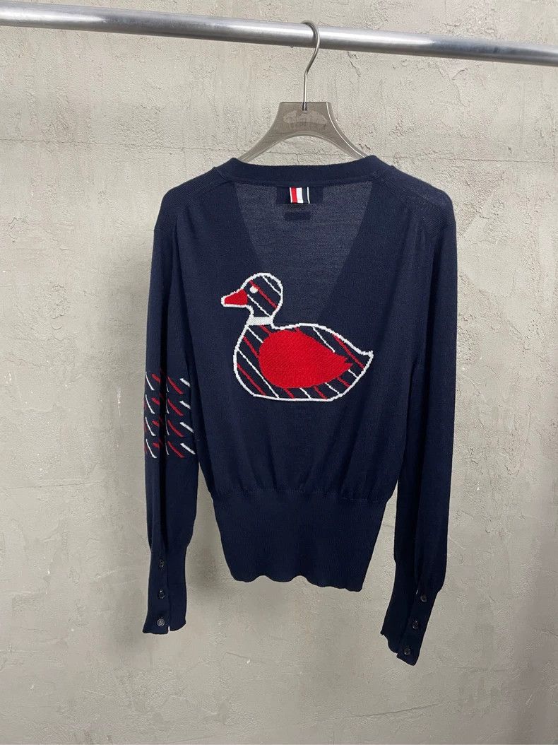 Thom Browne Thom browne Dark blue back duck four-striped wool cardigan Size US S / EU 44-46 / 1 - 2 Thumbnail