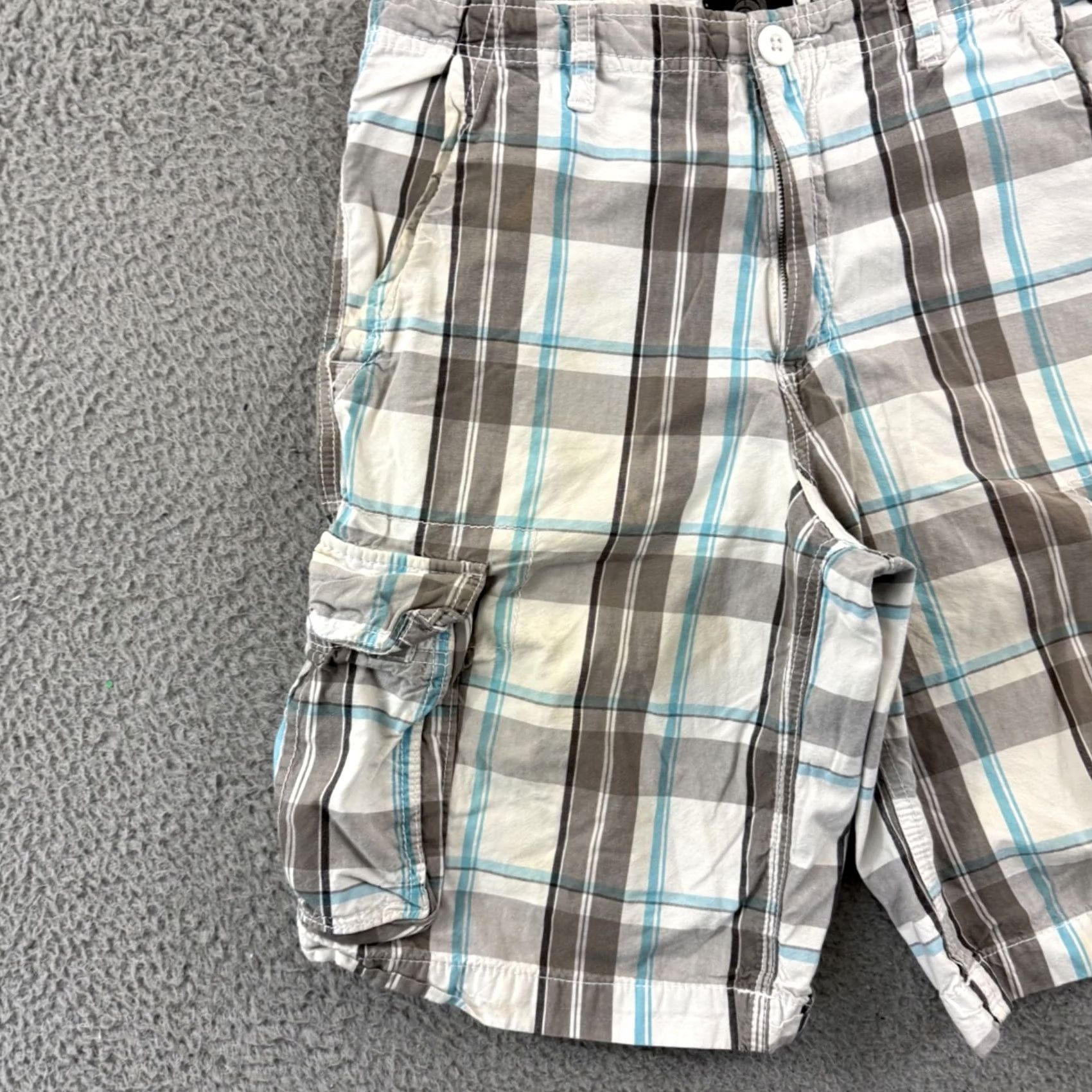 Ocean Pacific VINTAGE Ocean Pacific Shorts Mens 30 Blue Plaid Cargo Skate Surf Casual Y2K Size US 33 - 3 Thumbnail