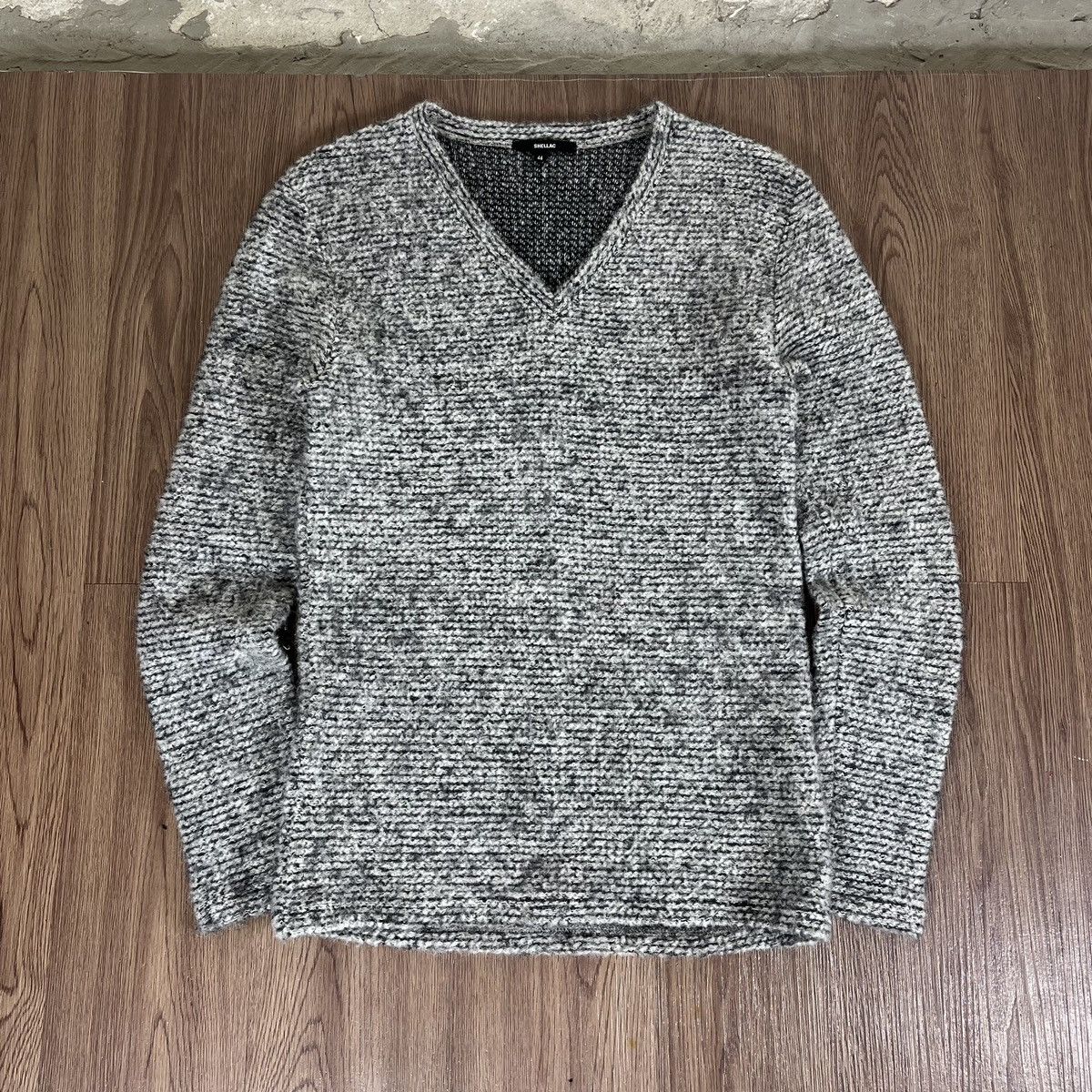 Shellac Shellac Grey Mix V-Neck Knit Sweater Size US M / EU 48-50 / 2 - 1 Thumbnail