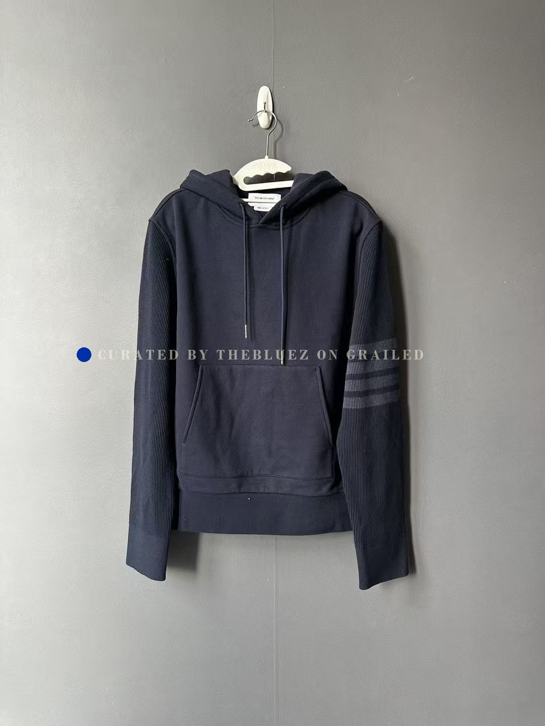 Thom Browne Thom Browne Navy Spliced Hoodie Size US M / EU 48-50 / 2 - 1 Thumbnail
