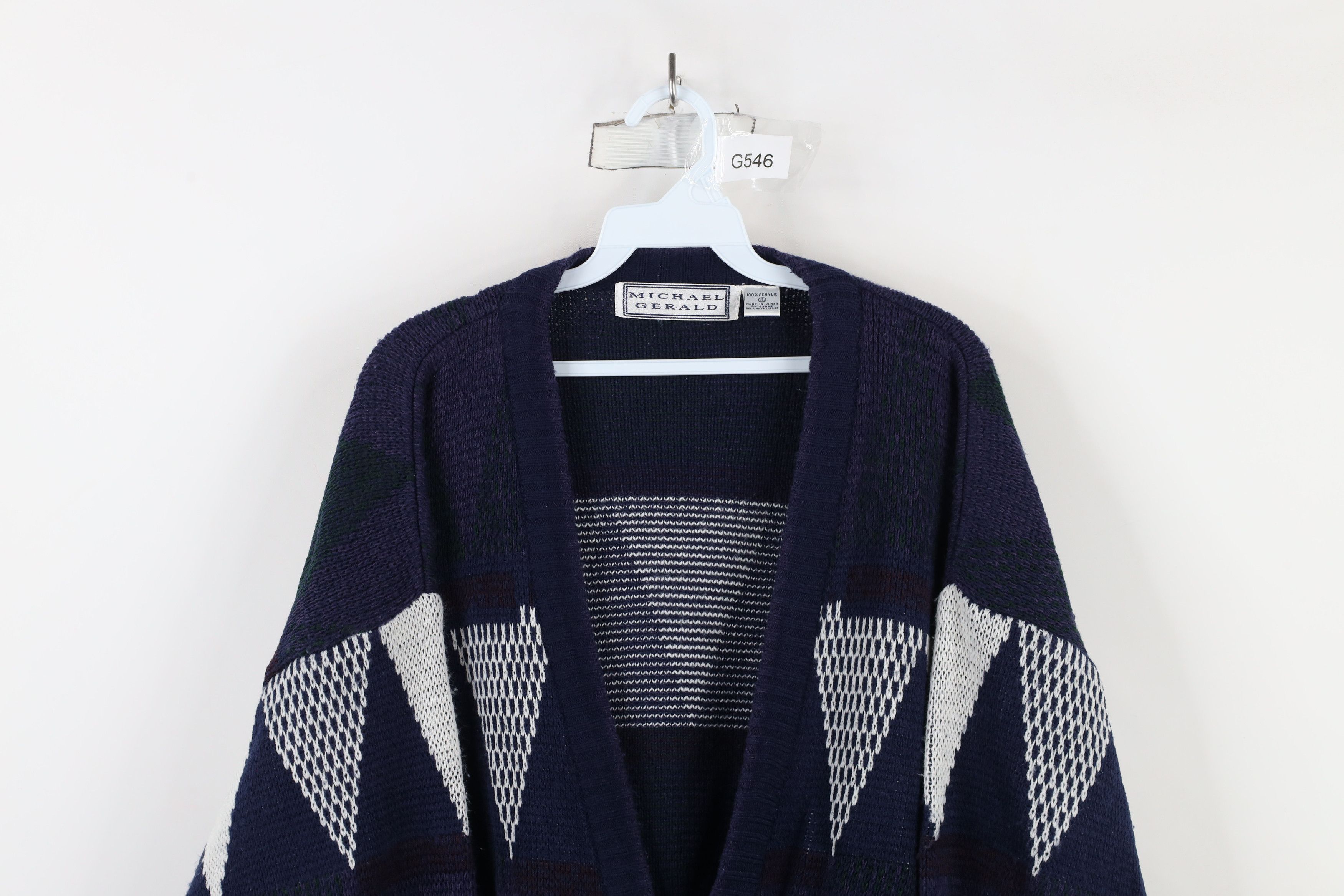 Vintage Vintage 90s Coogi Style Geometric Knit Cardigan Sweater Size US XL / EU 56 / 4 - 2 Thumbnail