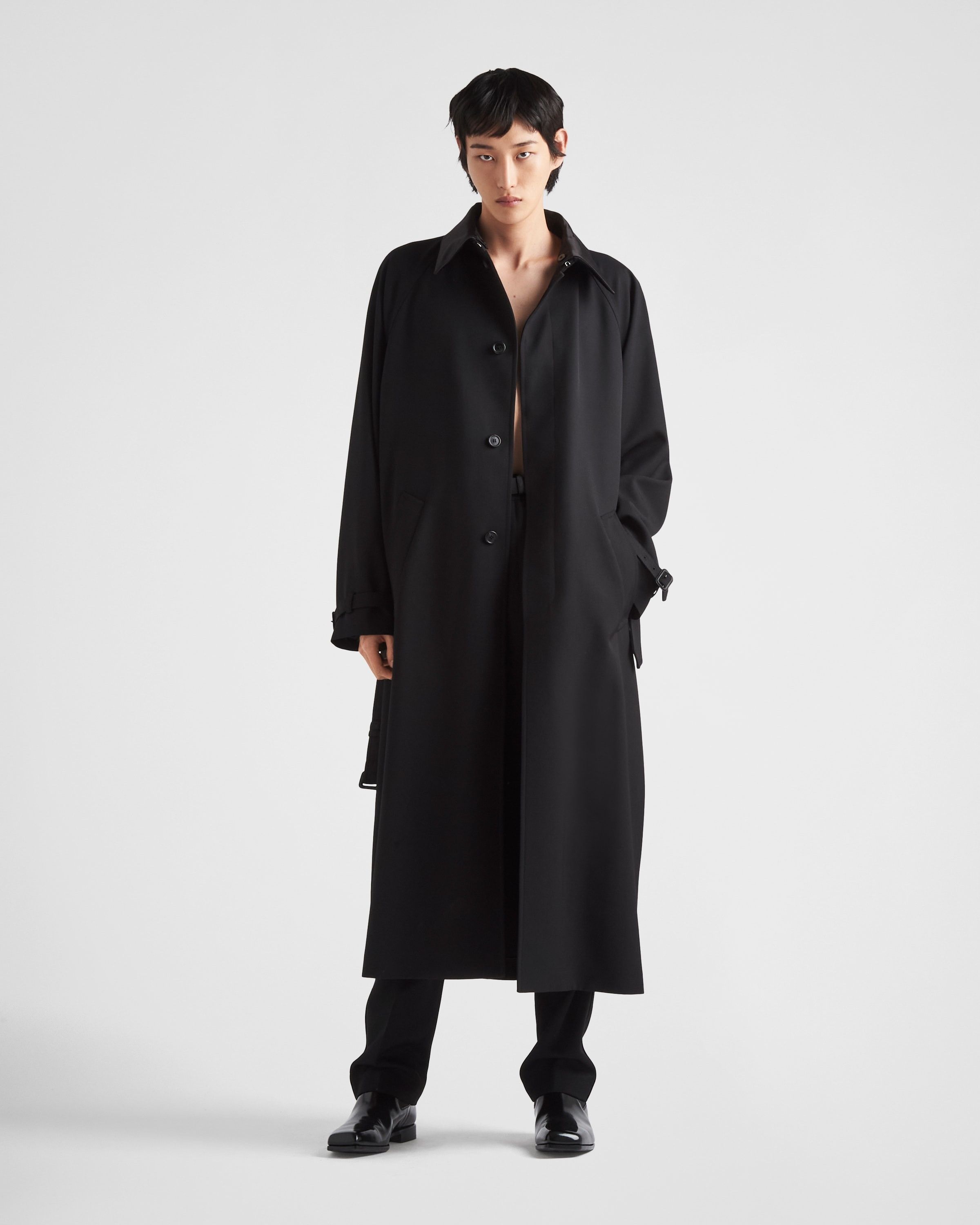 Prada o1bcso1str1025 Garbadine Wool Coat in Navy Size US M / EU 48-50 / 2 - 2 Thumbnail