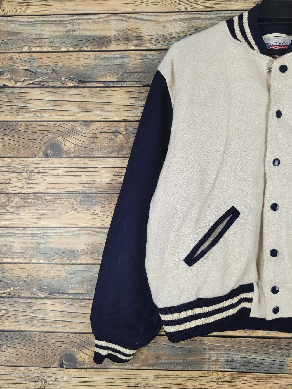 Japanese Brand Danny First Navy Cream Varsity Jackets #W1071 Size US S / EU 44-46 / 1 - 8 Thumbnail