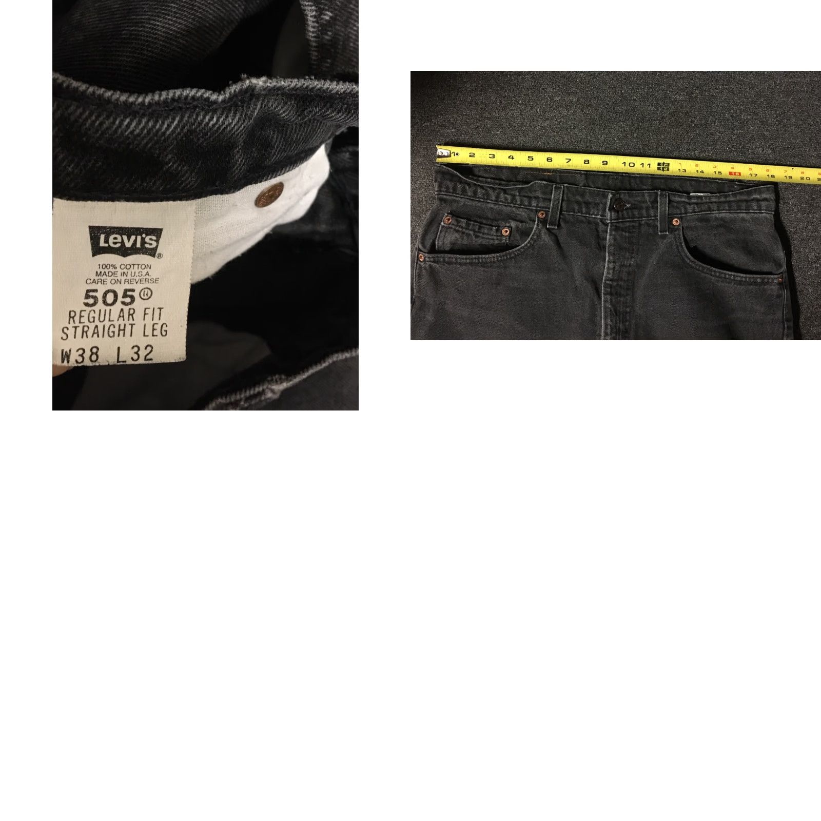 Levi's VINTAGE Levi’s 505 Jeans 36 Regular 32in Black Denim USA Distressed Distress 80s 90s Grunge Biker Punk Skate Men Jeans Size US 36 / EU 52 - 8 Thumbnail