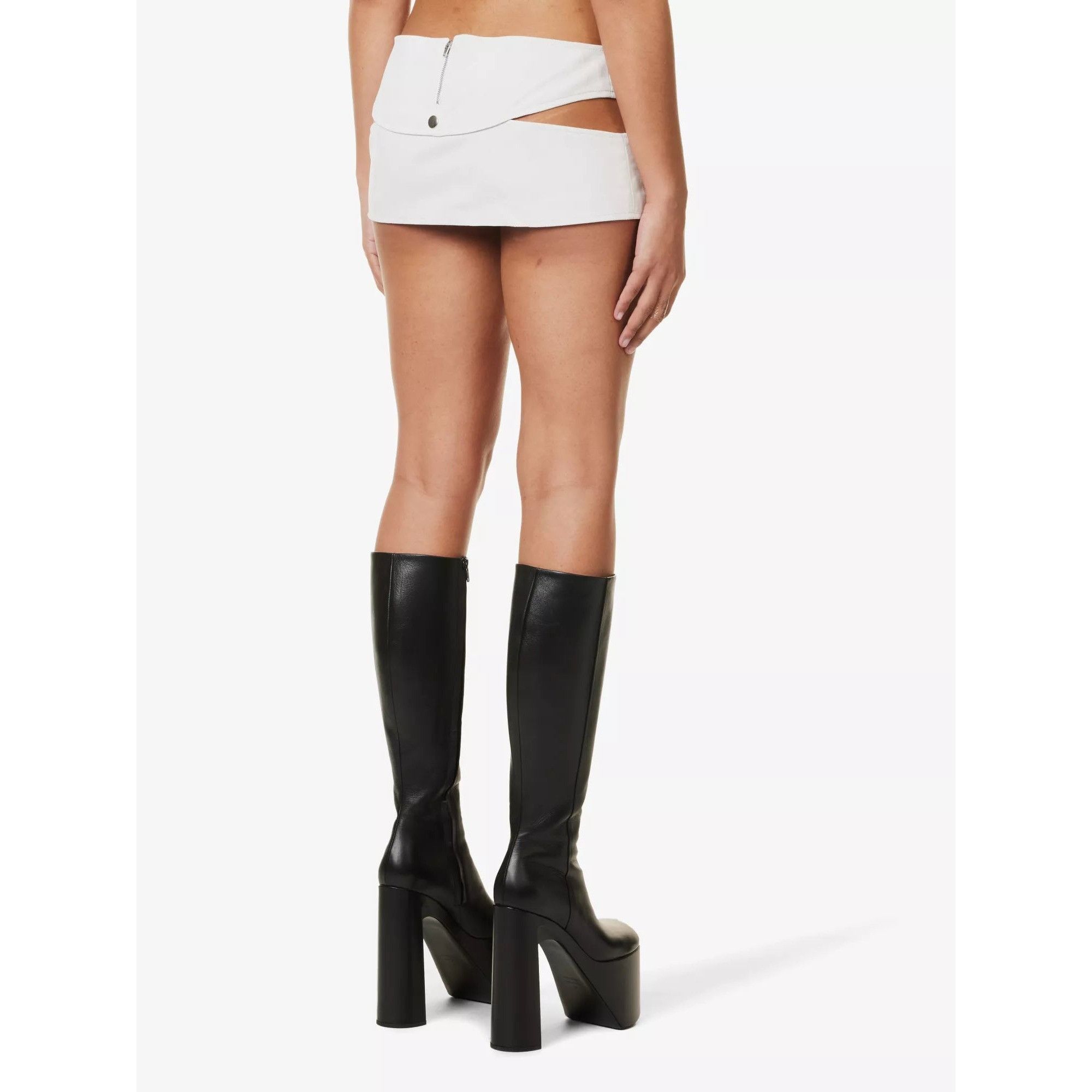 Mowalola MOWALOLA Suede Leather Cut-Out Sides Mini Skirt Size 30" / US 8 / IT 44 - 4 Thumbnail