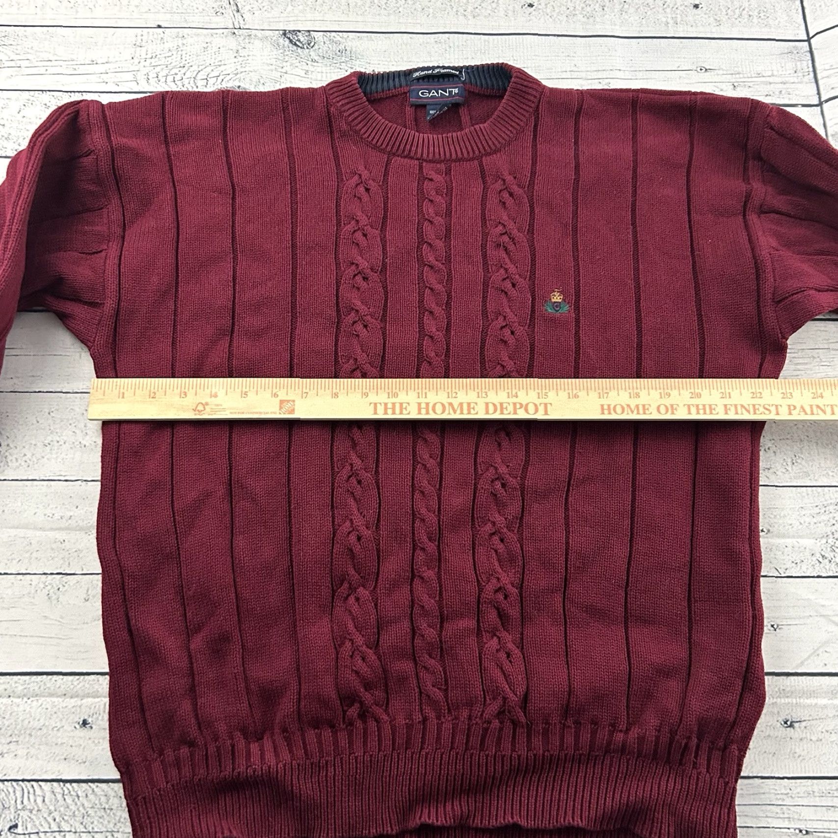 Gant GANT Hand Framed Pullover Cableknit Sweater Men's L Maroon Red Crew Neck Knit Style Pullover Mens Size L Maroon Cable-Knit Sweater Size US L / EU 52-54 / 3 - 5 Thumbnail