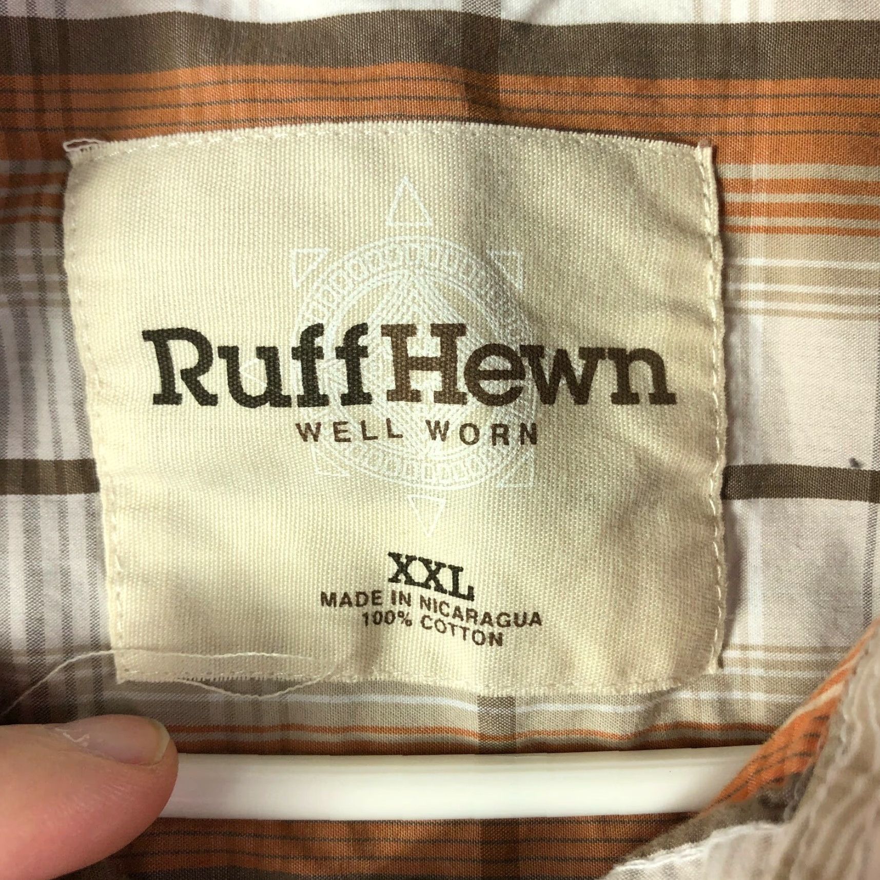 Vintage Ruff Hewn Well Worn Shirt Long Sleeve Button-Up Brown Plaid Point Collar Mens XXL Regular Cotton Vintage: No Size US XXL / EU 58 / 5 - 4 Thumbnail