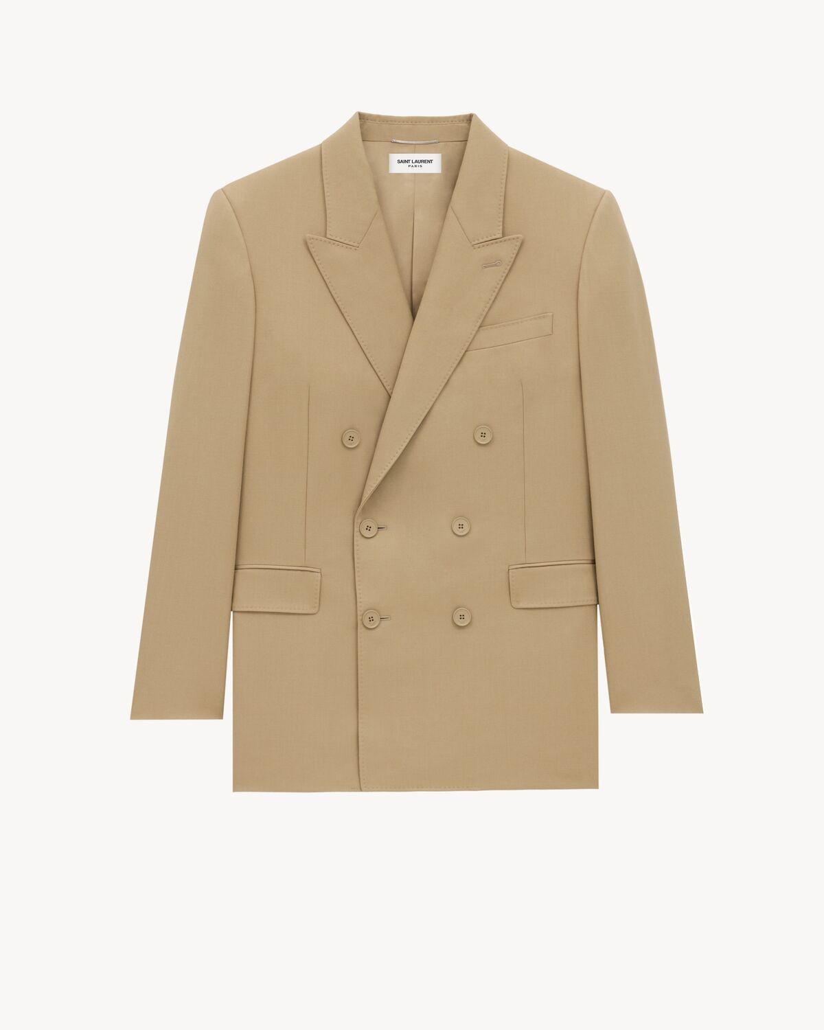 Saint Laurent Paris oc11z0126 816394 Yves Jacket in Wool Gabardine in Beige Size US L / EU 52-54 / 3 - 1 Thumbnail