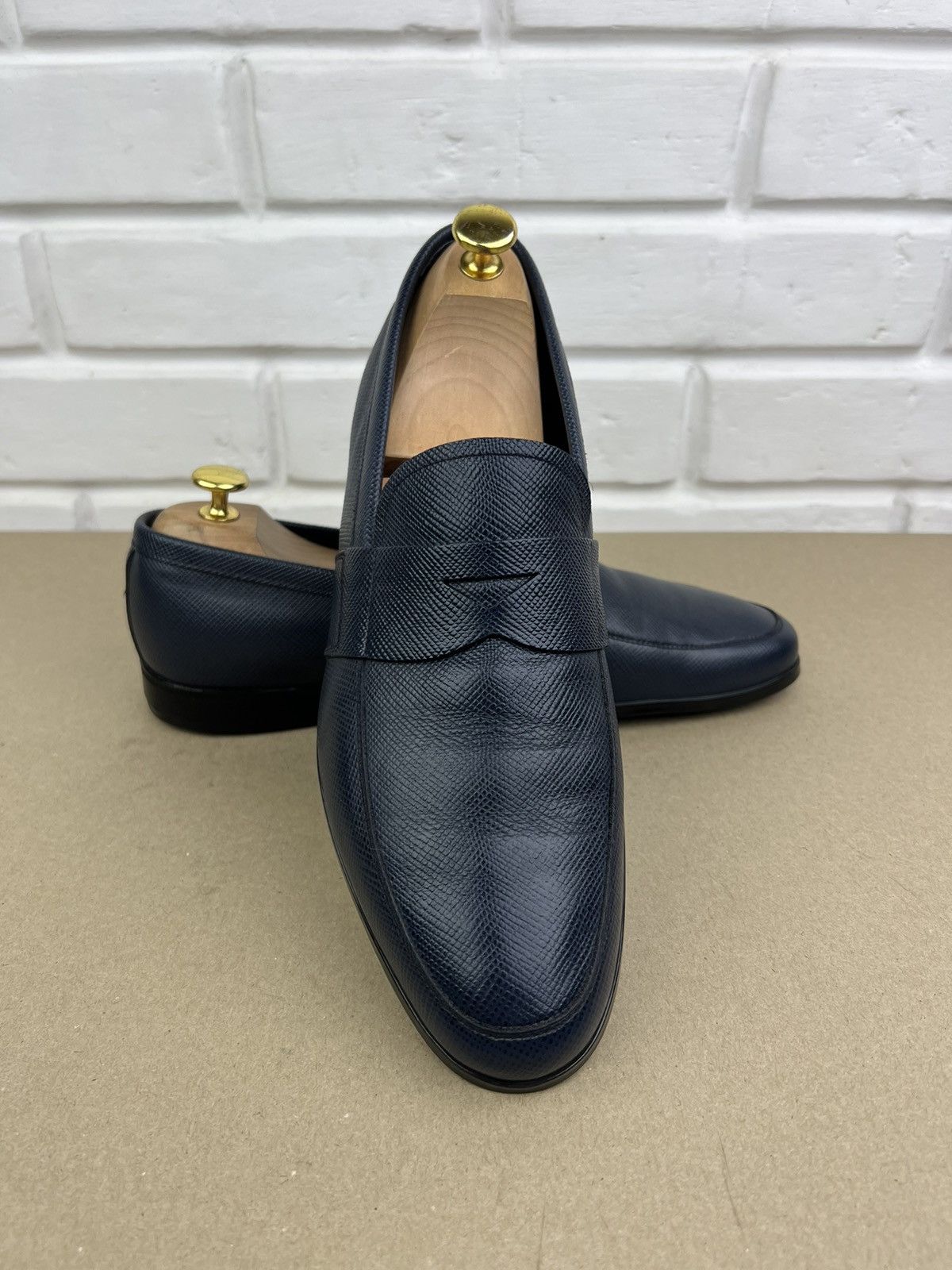 Prada PRADA MILANO Loafers Leather Saffiano Penny Shoes Blue Men's Size US 9 / EU 42 - 4 Thumbnail
