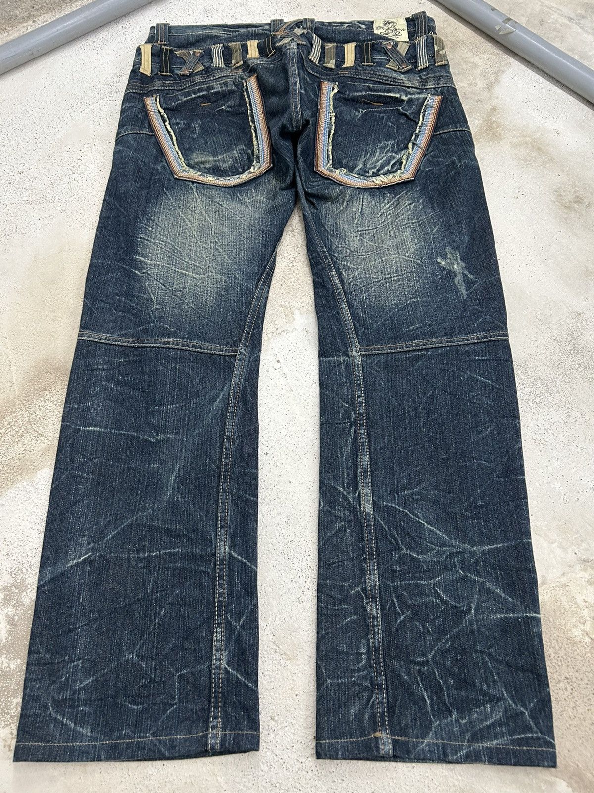 Le Grande Bleu (L.G.B.) Vintage Dominate Double Waist Jeans Clawn Marks Washed Size US 34 / EU 50 - 7 Thumbnail