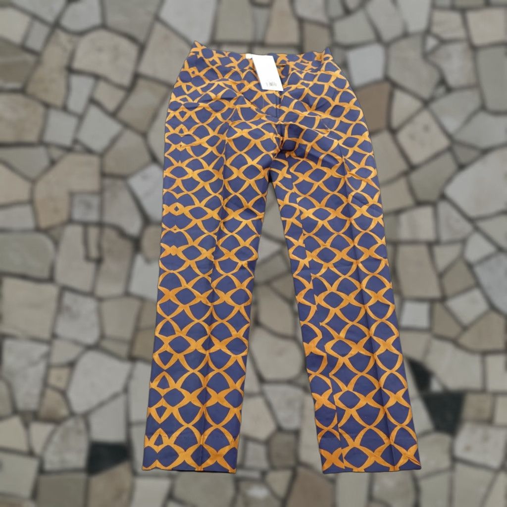 Vintage SANIA MASKATIYA Dress Pants Womens Small Blue Orange Geometric Print Lightweight Slacks NEW Size 28" / US 6 / IT 42 - 1 Thumbnail