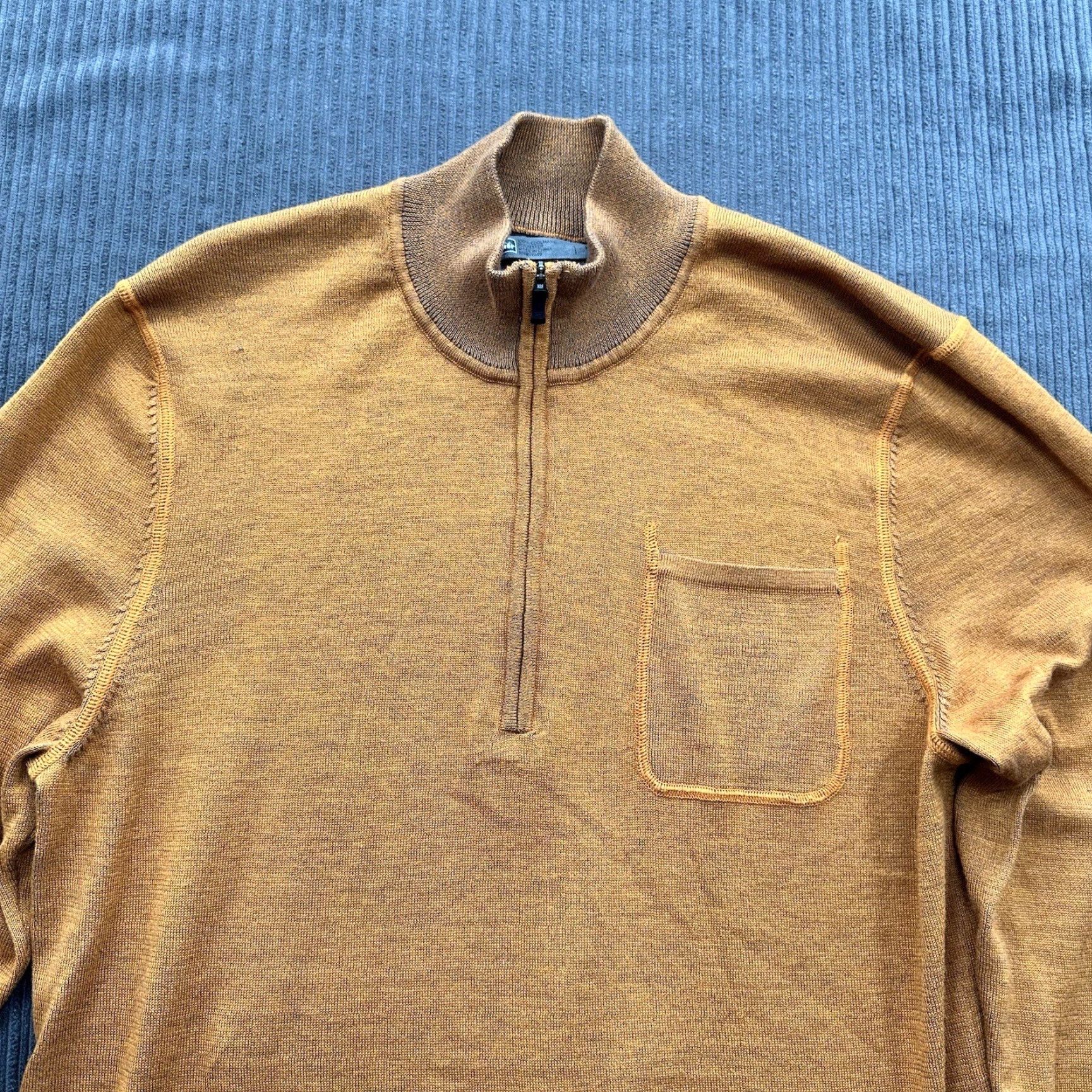 Vintage REI Sweater Mens 1/4 Zip Polo Pullover Orange Polyester Long Sleeve Mock Neck Outdoor Hiking Casual Travel Modern Regular Fit Size US M / EU 48-50 / 2 - 7 Thumbnail