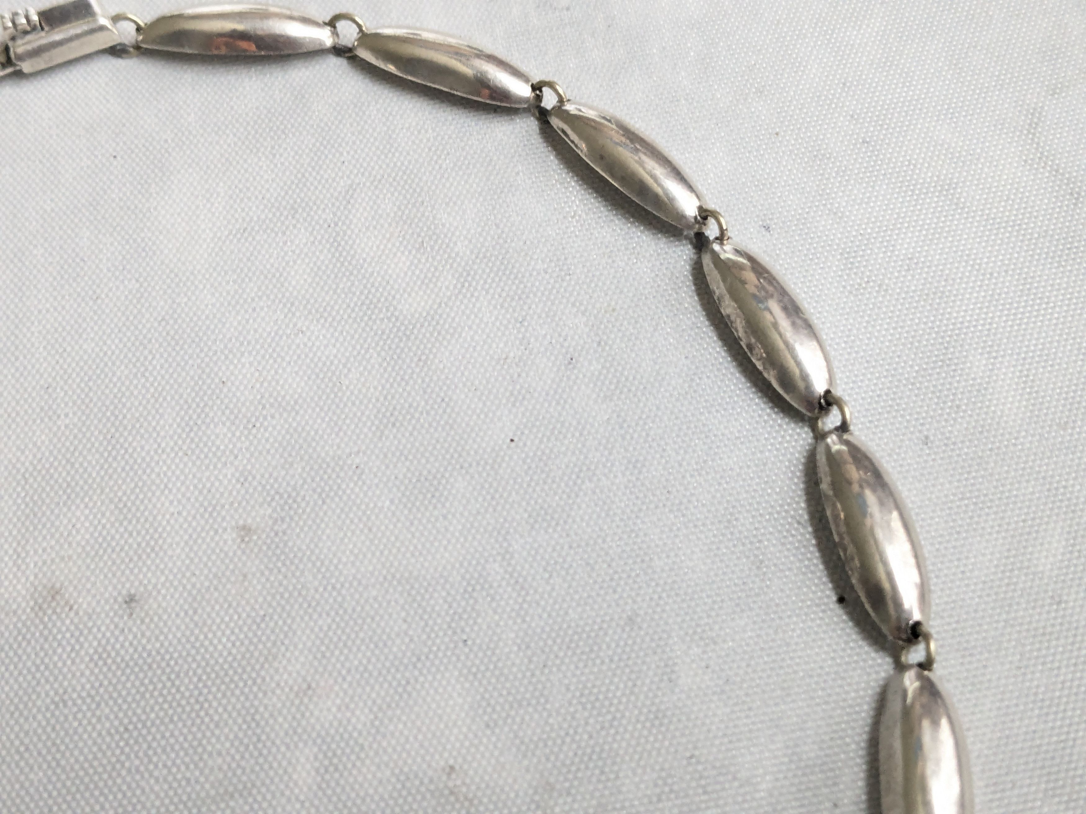 Jewelry Vintage Taxco Sterling Silver Onyx Necklace 16" Size ONE SIZE - 3 Thumbnail