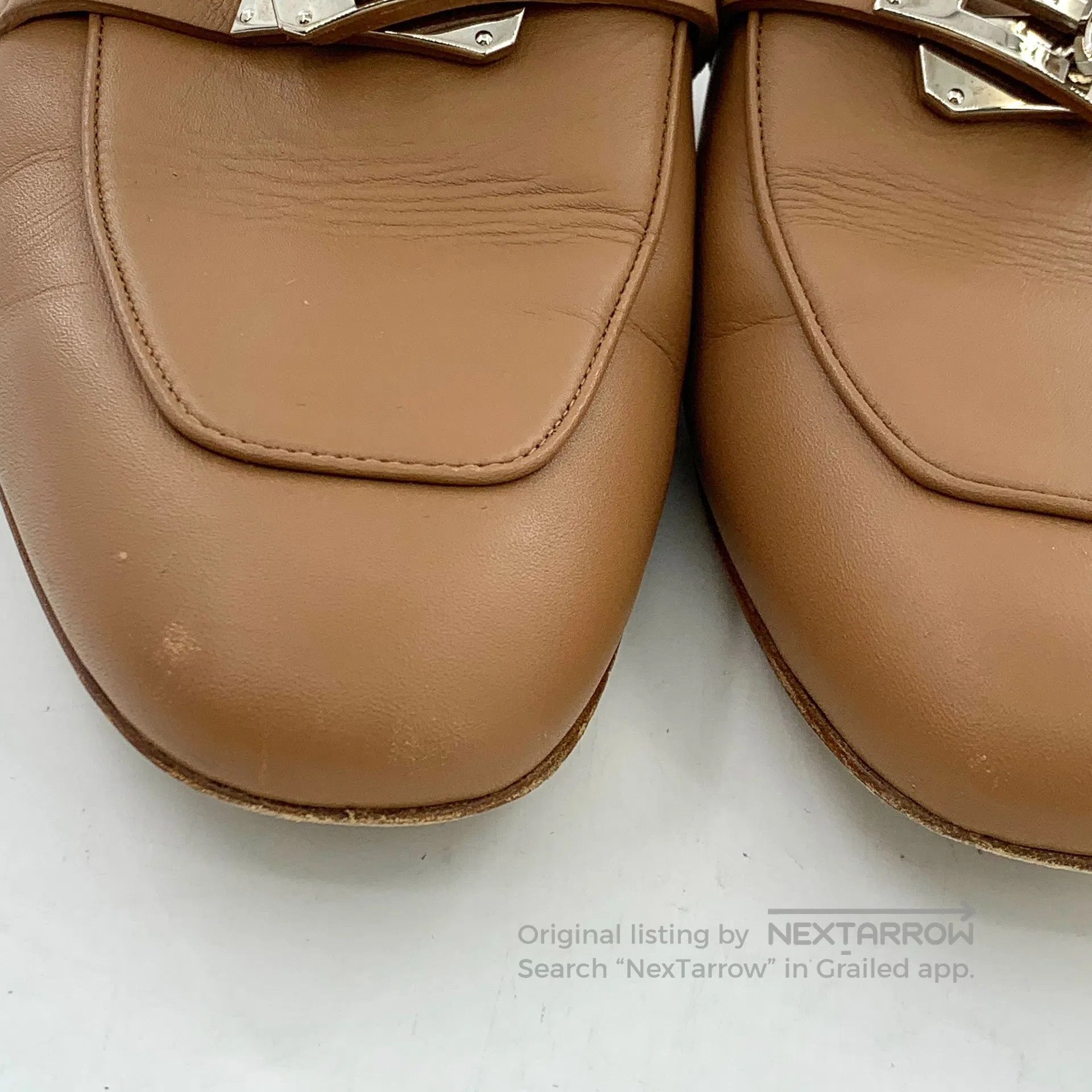 Hermes Hermes Brown silver buckle casual flat mule shoes| Size US 7.5 / IT 37.5 - 8 Thumbnail