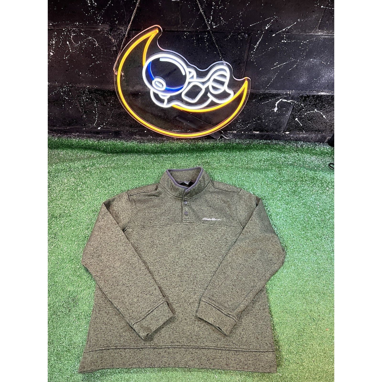 Eddie Bauer Eddie Bauer Heather Green Pullover Sweatshirt Buttons Mens L Size US L / EU 52-54 / 3 - 1 Thumbnail