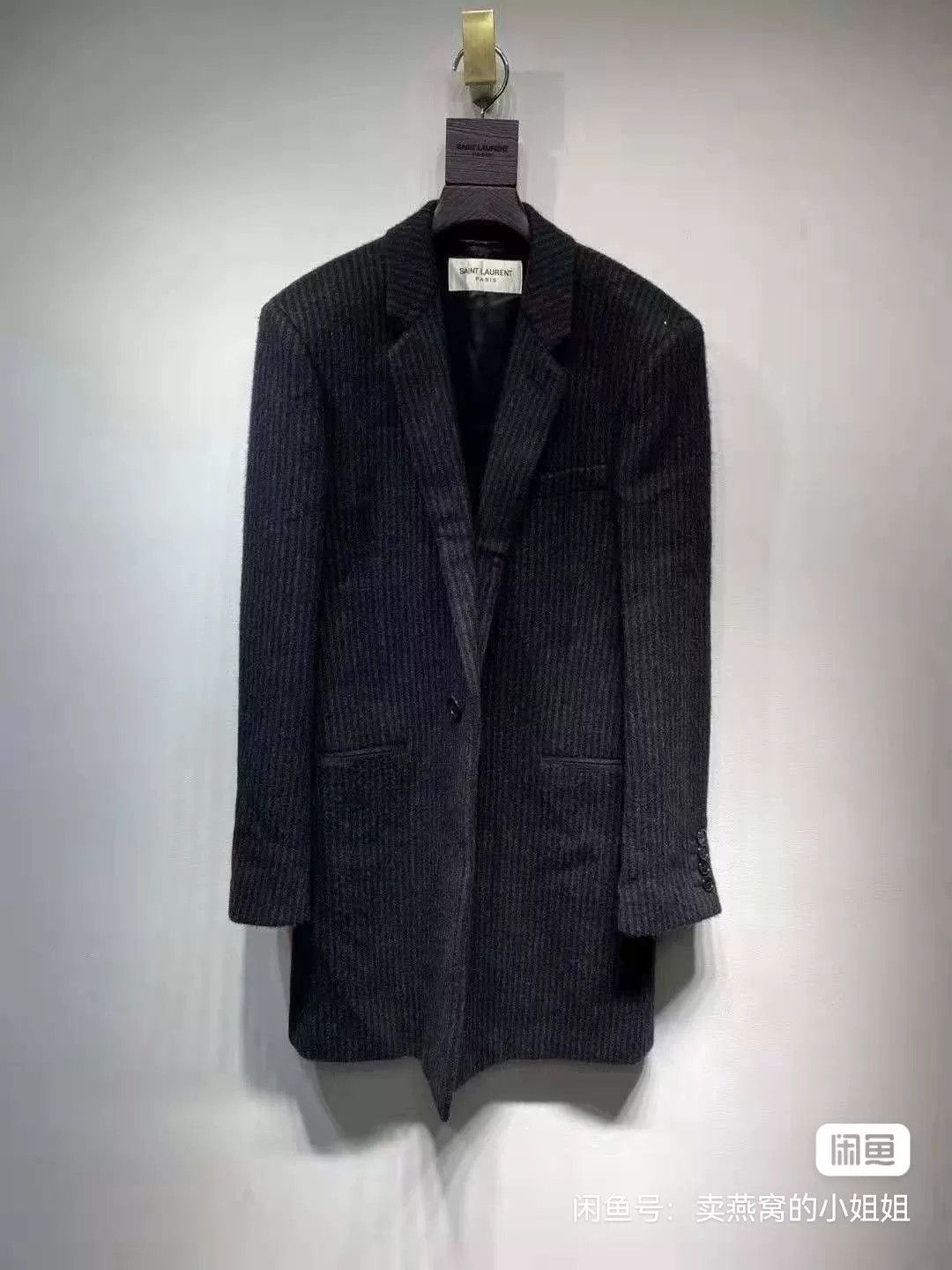 Saint Laurent Paris Saint Laurent Dark Pinstriped Wool Coat Size US M / EU 48-50 / 2 - 1 Thumbnail
