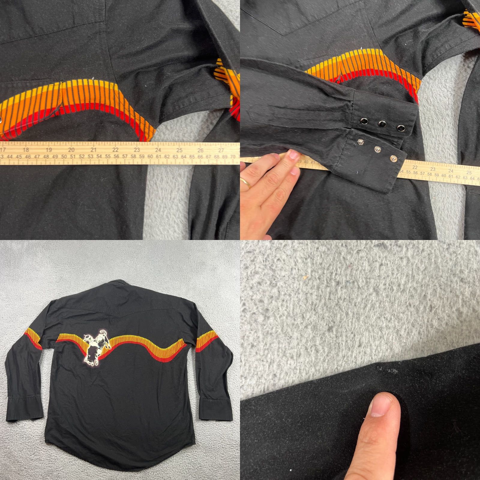 Wrangler VINTAGE Wrangler Western Shirt Black Men's L Rodeo Bull Riding Long Sleeve Snap Button-Up with Pockets Size US L / EU 52-54 / 3 - 8 Thumbnail