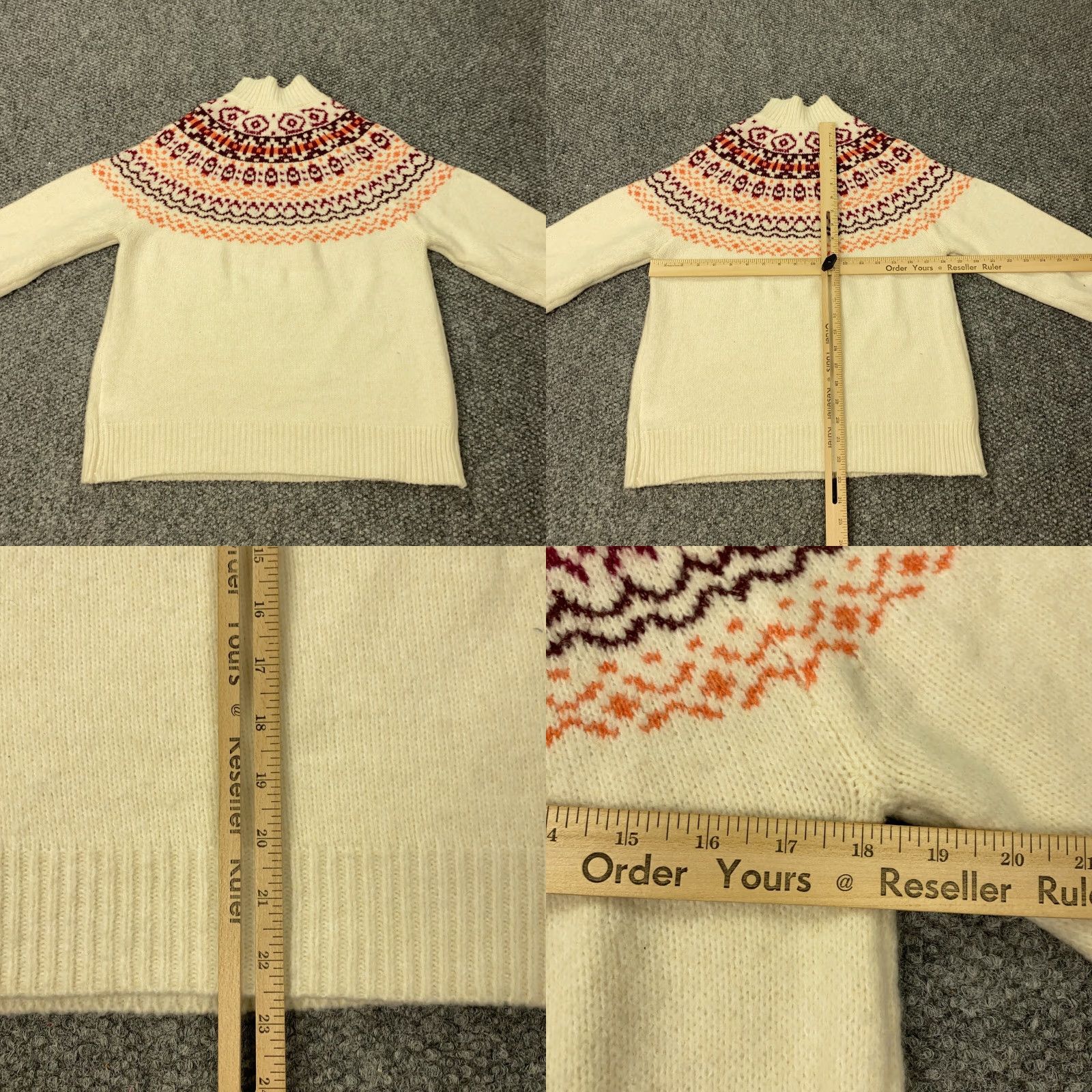 Vintage Cupcakes & Cashmere Sweater Womens XS Ivory Mock Neck Geometric Cable-Knit Pullover #1 Sweatshirt? Size XS / US 0-2 / IT 36-38 - 8 Thumbnail