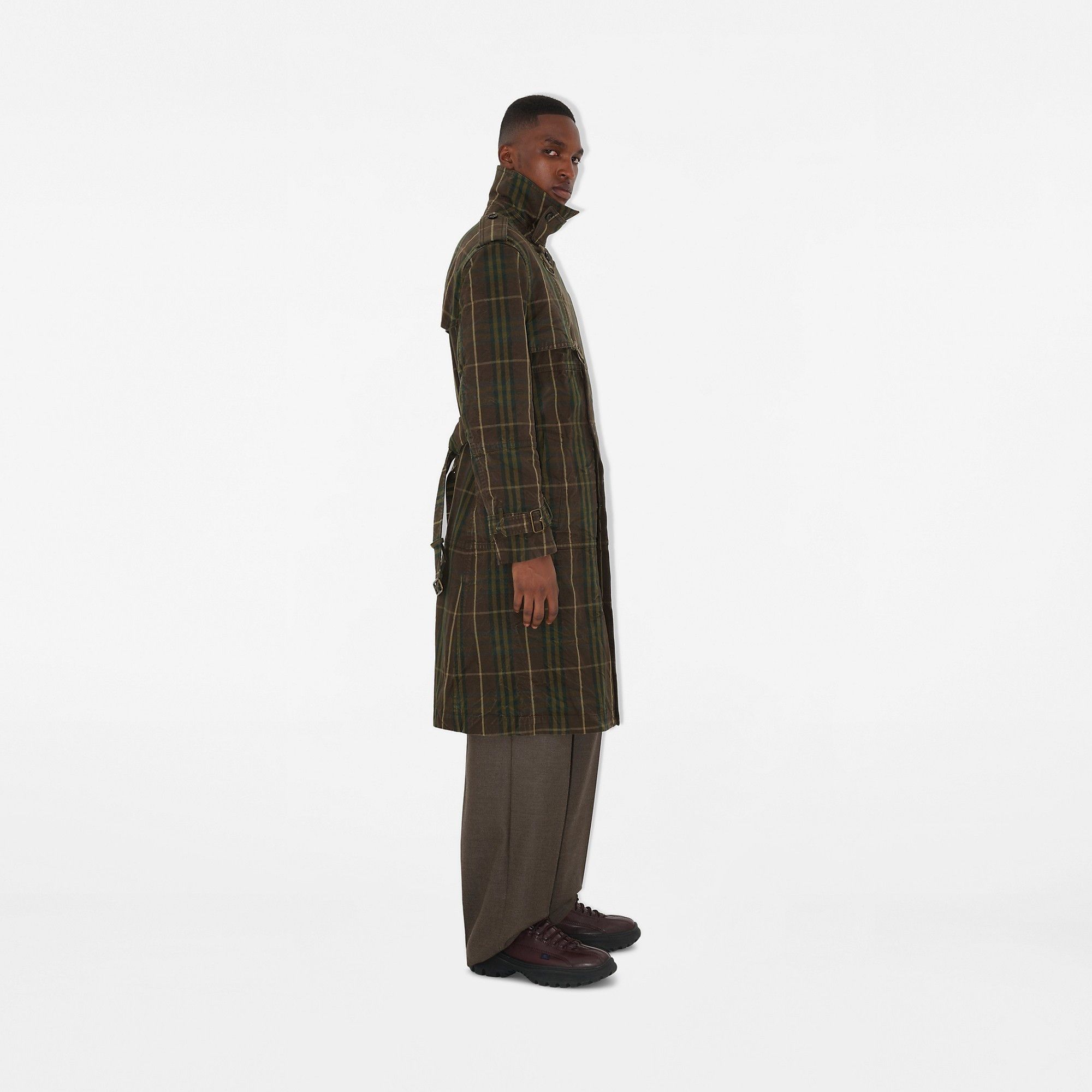 Burberry o1w1db10326 Long Check Cotton Trench Coat in Multicolor Size US M / EU 48-50 / 2 - 3 Thumbnail