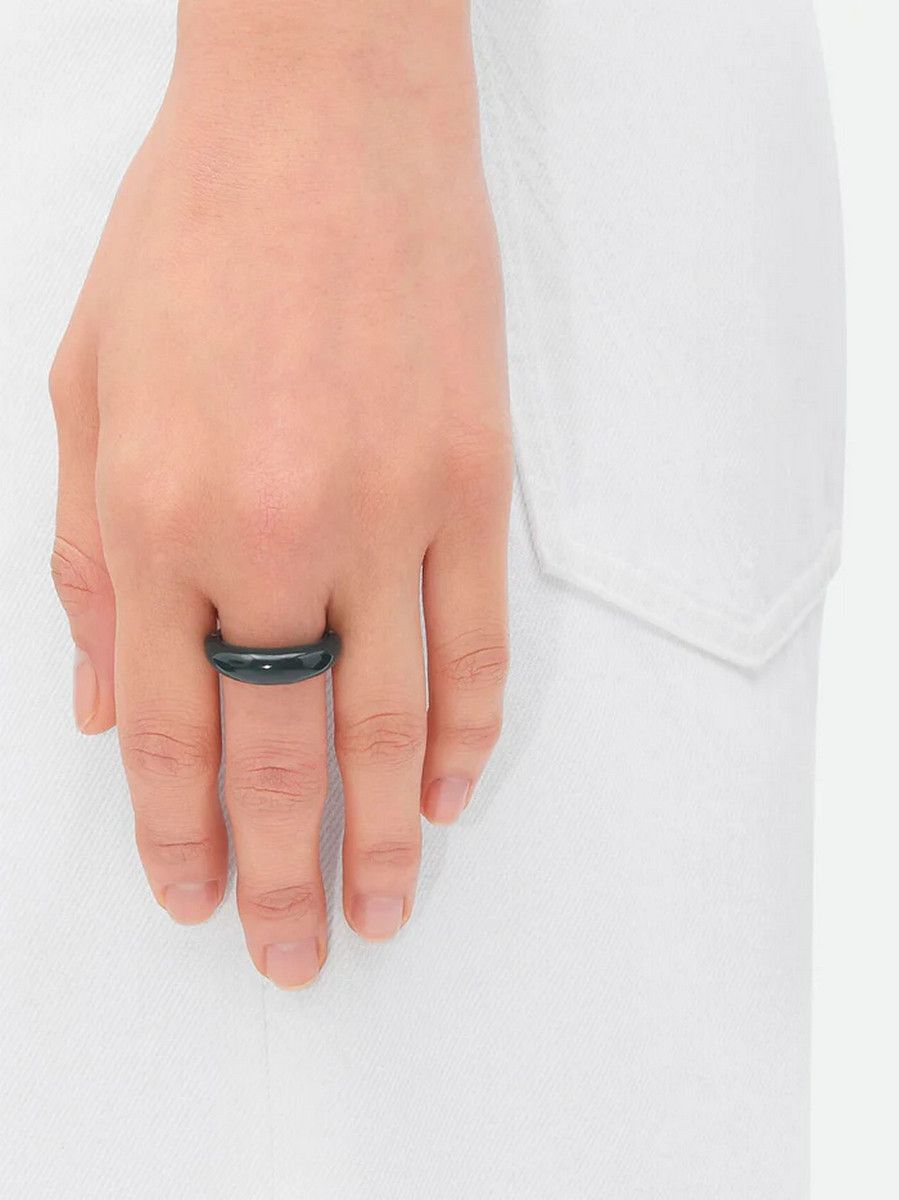 Bottega Veneta BOTTEGA VENETA Spine dark green sculptural silver ring 7 15 Size ONE SIZE - 2 Thumbnail