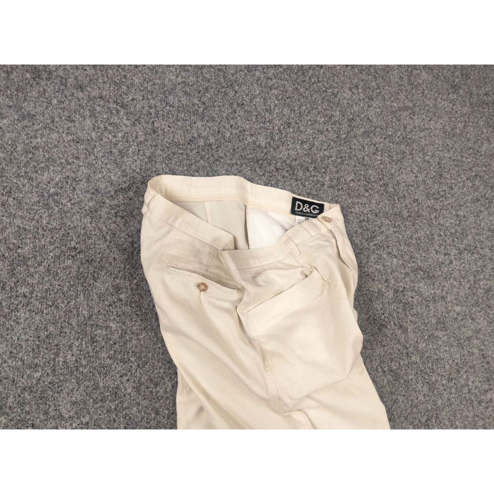 Dolce & Gabbana VINTAGE Dolce&Gabbana Beige Cotton herringbone Casual Pants Mens 34 Size US 34 / EU 50 - 4 Thumbnail