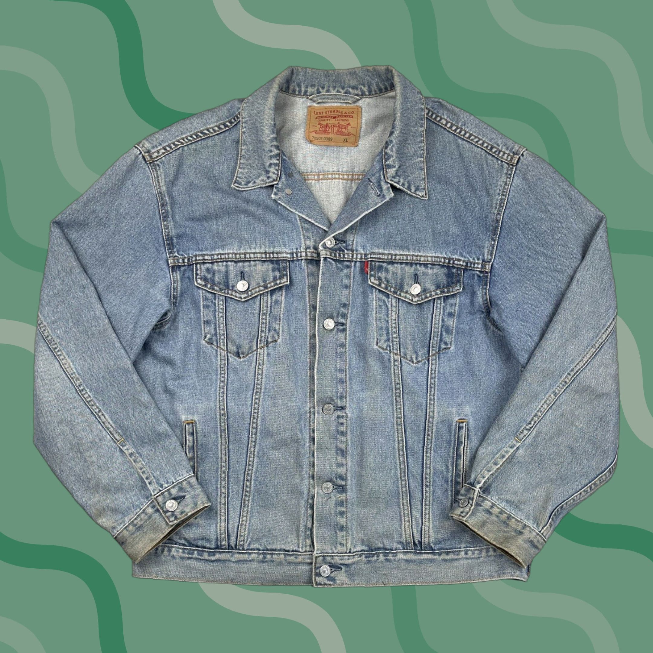 Levi's VINTAGE Levi's Trucker Jacket Men XL Blue Denim 90s USA Western Pockets Mens Size US 36 / EU 52 - 1 Thumbnail